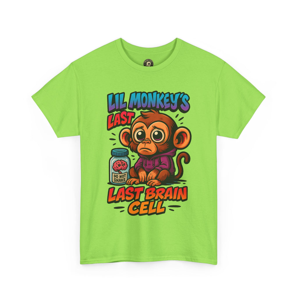 Lil Monkey’s Last Brain Cell Tee – Funny ADHD Cartoon Shirt – Gildan Heavy Cotton