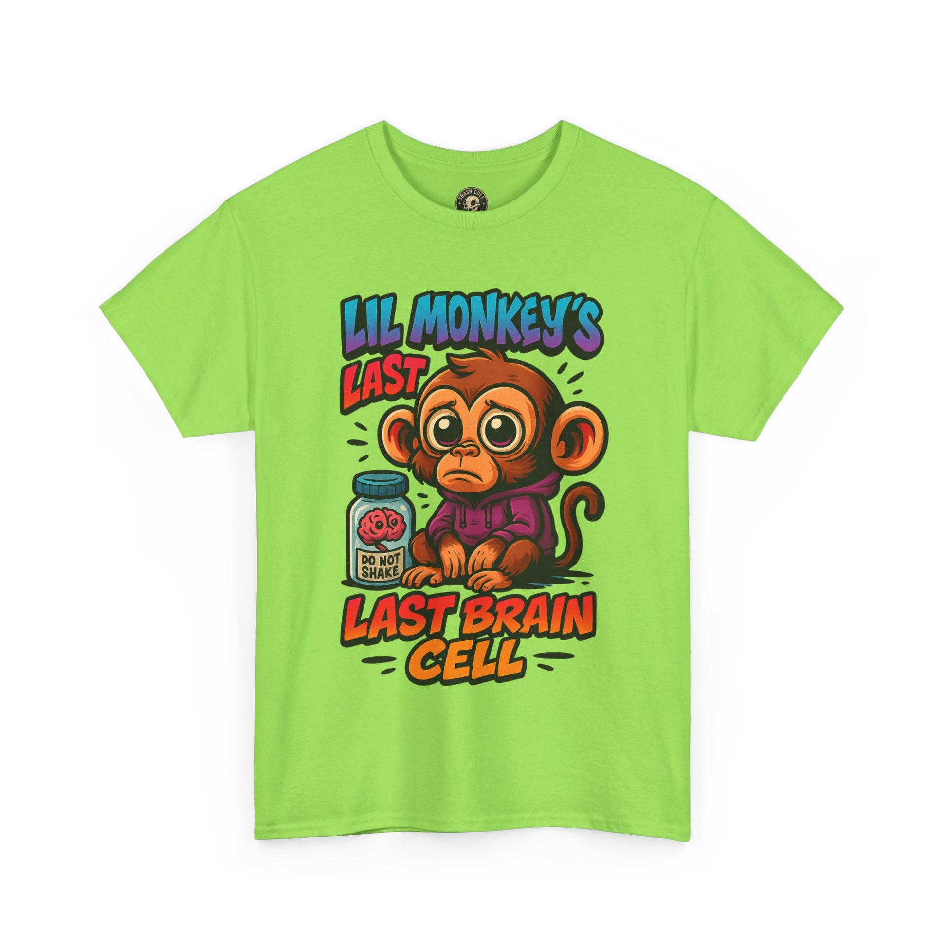 Lil Monkey’s Last Brain Cell Tee – Funny ADHD Cartoon Shirt – Gildan Heavy Cotton