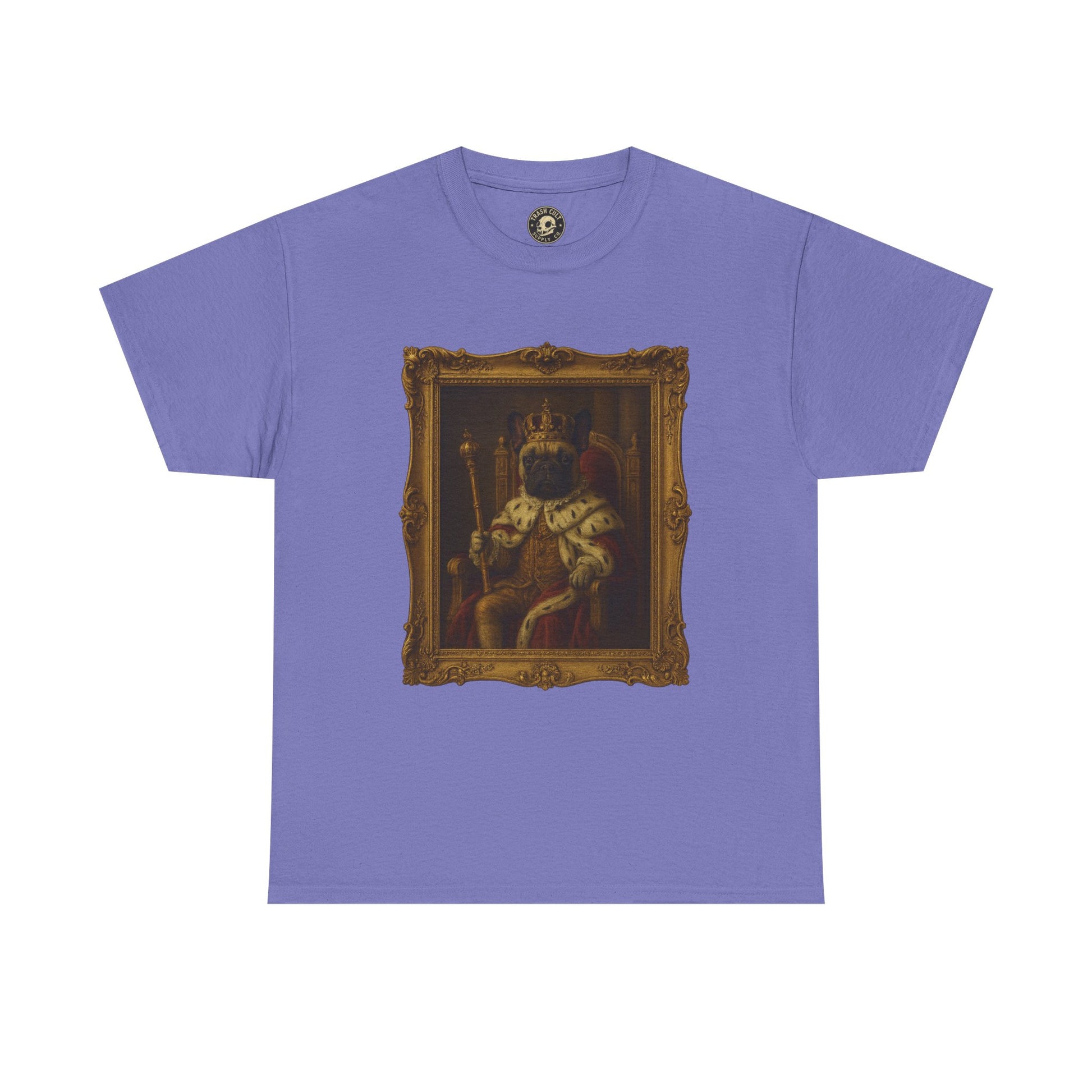 French Bulldog King Baroque Portrait Shirt – Funny Royal Dog Tee – Gildan 5000 Unisex Heavy Cotton