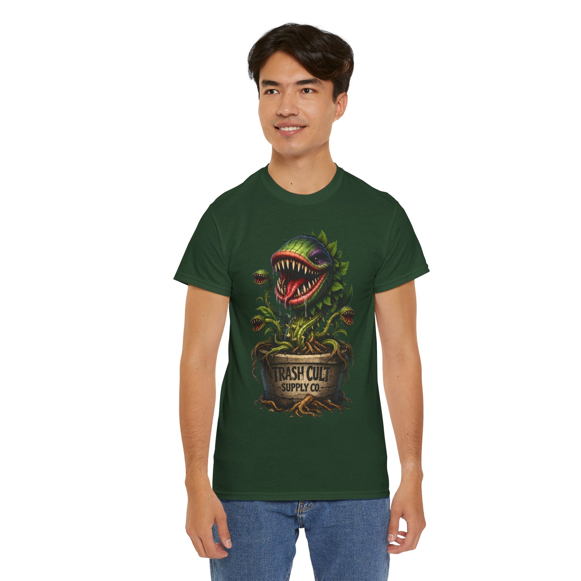Carnivorous Plant Graphic Tee — "Trash Cult Supply Co." Potted Monster Shirt