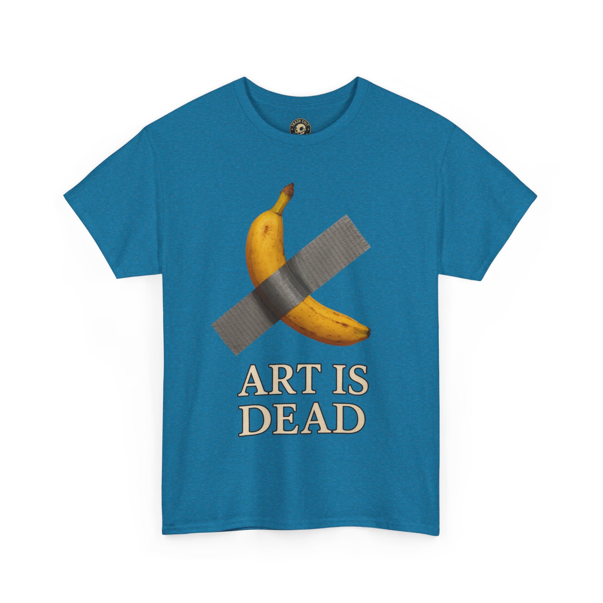 “ART IS DEAD” Banana Duct Tape Meme Tee – Satirical Art Parody Shirt by Trash Cult Supply Co.