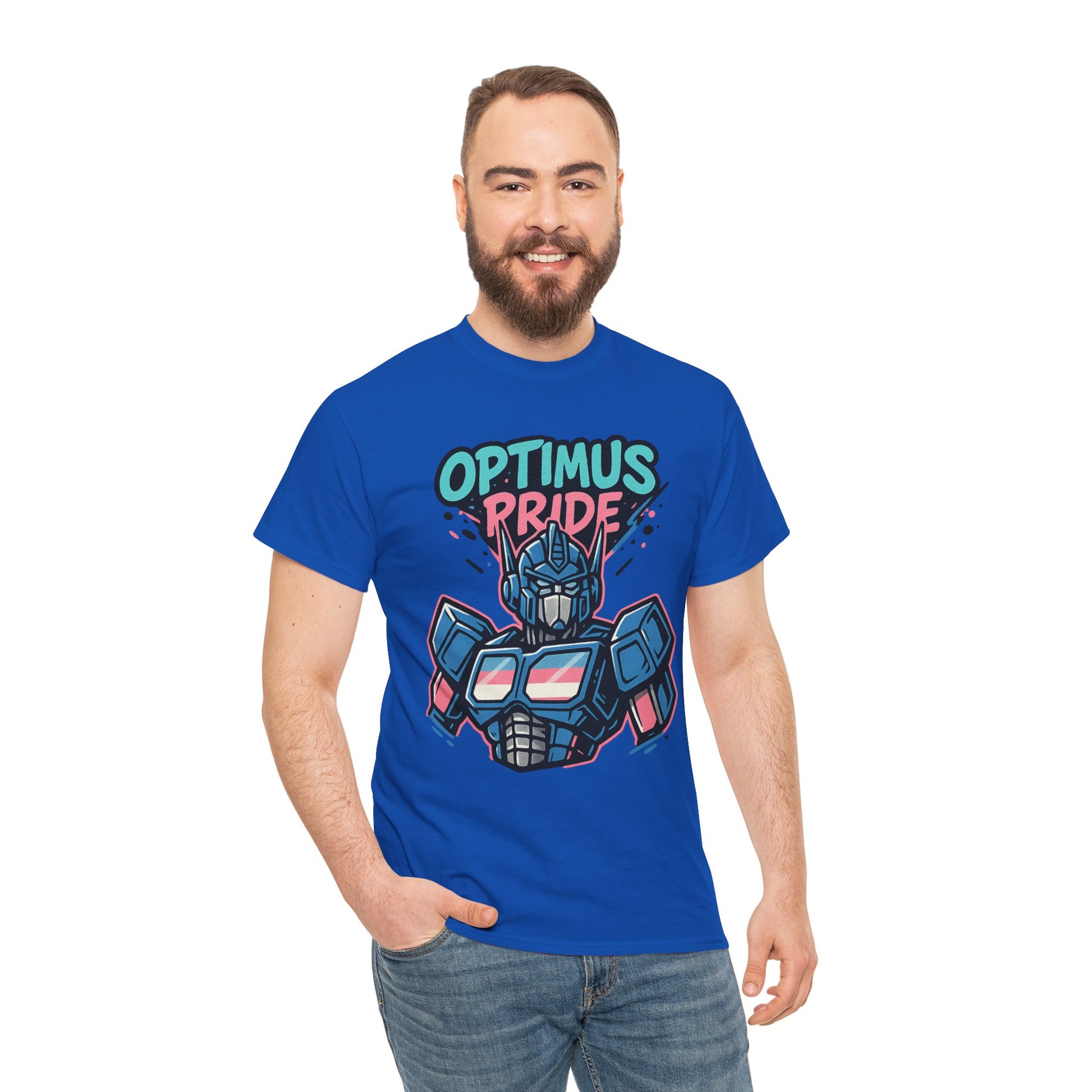 Optimus Pride T-Shirt – Trans Pride Robot Graphic Tee | Gildan 5000 Unisex Shirt