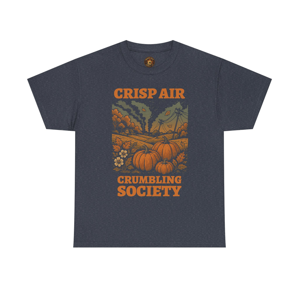 Crisp Air Crumbling Society Shirt – Dystopian Fall Pumpkin Tee – Fall of Humanity Collection – Trash Cult Supply Co.