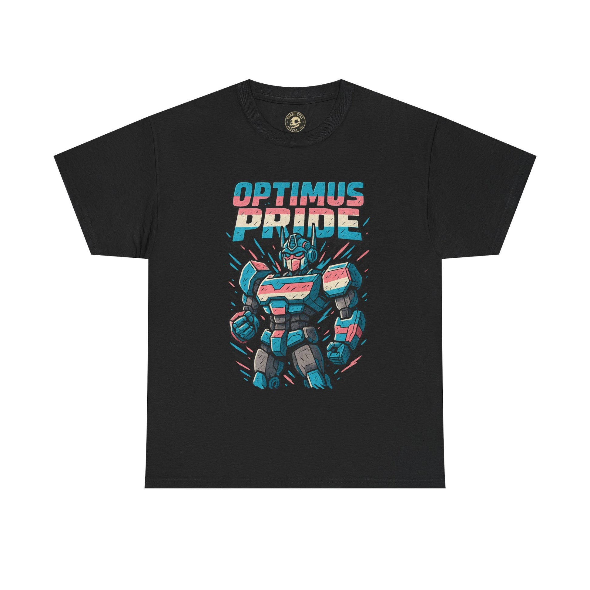 Optimus Pride T-Shirt – Funny Trans Mech LGBTQ+ Graphic Tee | Unisex Heavy Cotton Nerd Pride Shirt