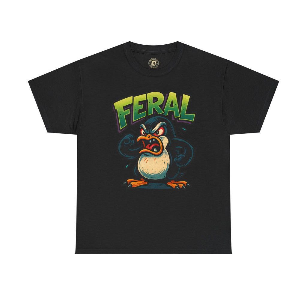 Feral Penguin T-Shirt – Funny Unisex Cotton Tee | Bold Animal Graphic Shirt, Quirky Gift Idea