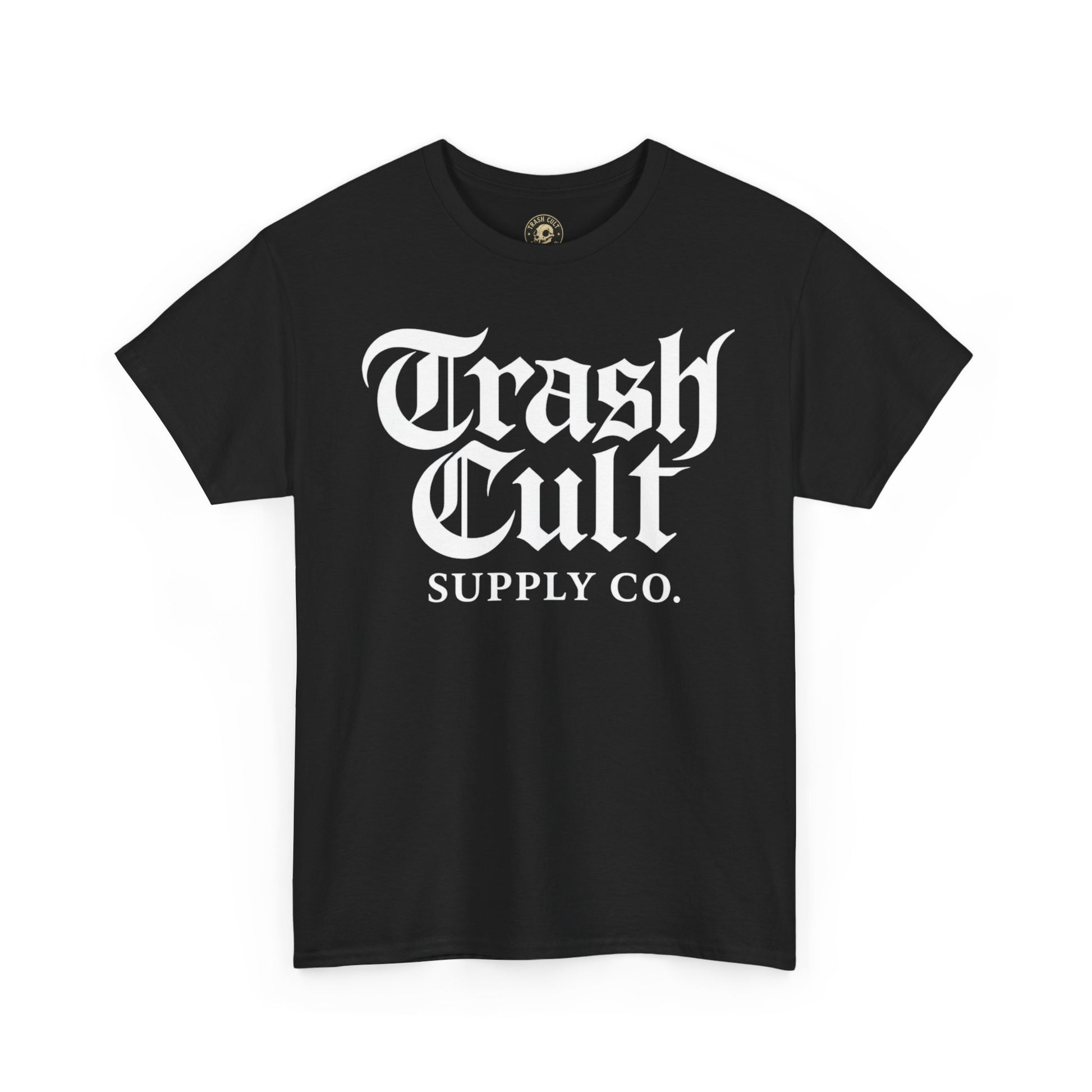 Trash Cult Gothic Logo Shirt – White Cyber Gothic Print on Gildan 5000