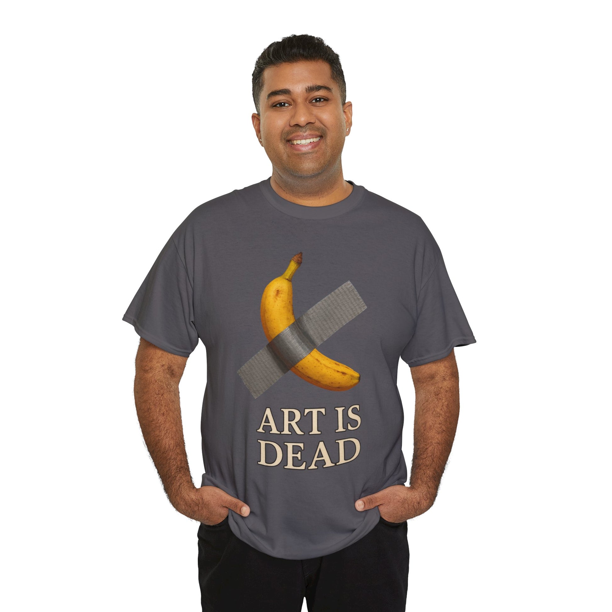 “ART IS DEAD” Banana Duct Tape Meme Tee – Satirical Art Parody Shirt by Trash Cult Supply Co.