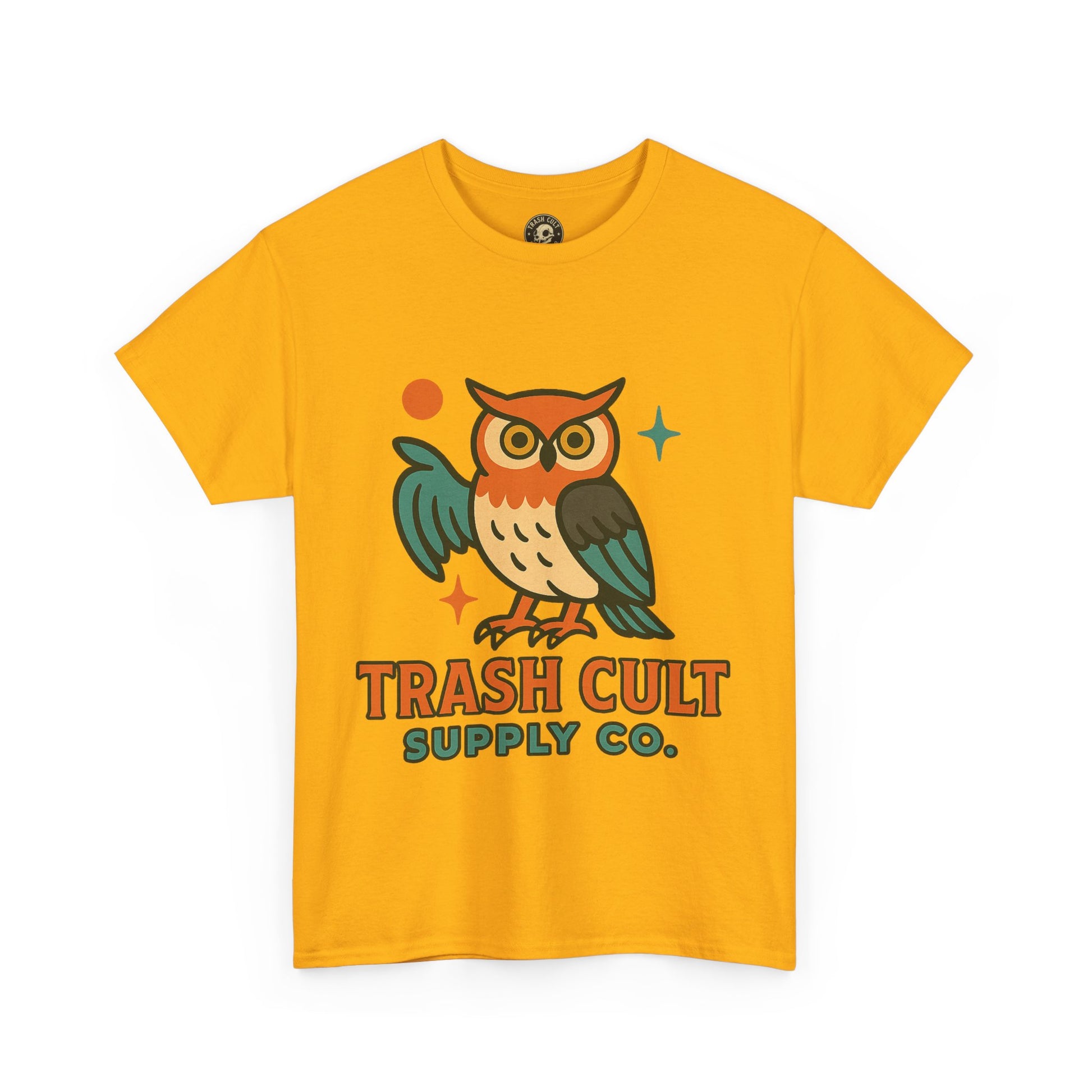 Vintage Owl Graphic Tee, Unisex Heavy Cotton Tee, Trash Cult Shirt, Nature Lover Gift, Eco-Friendly Apparel