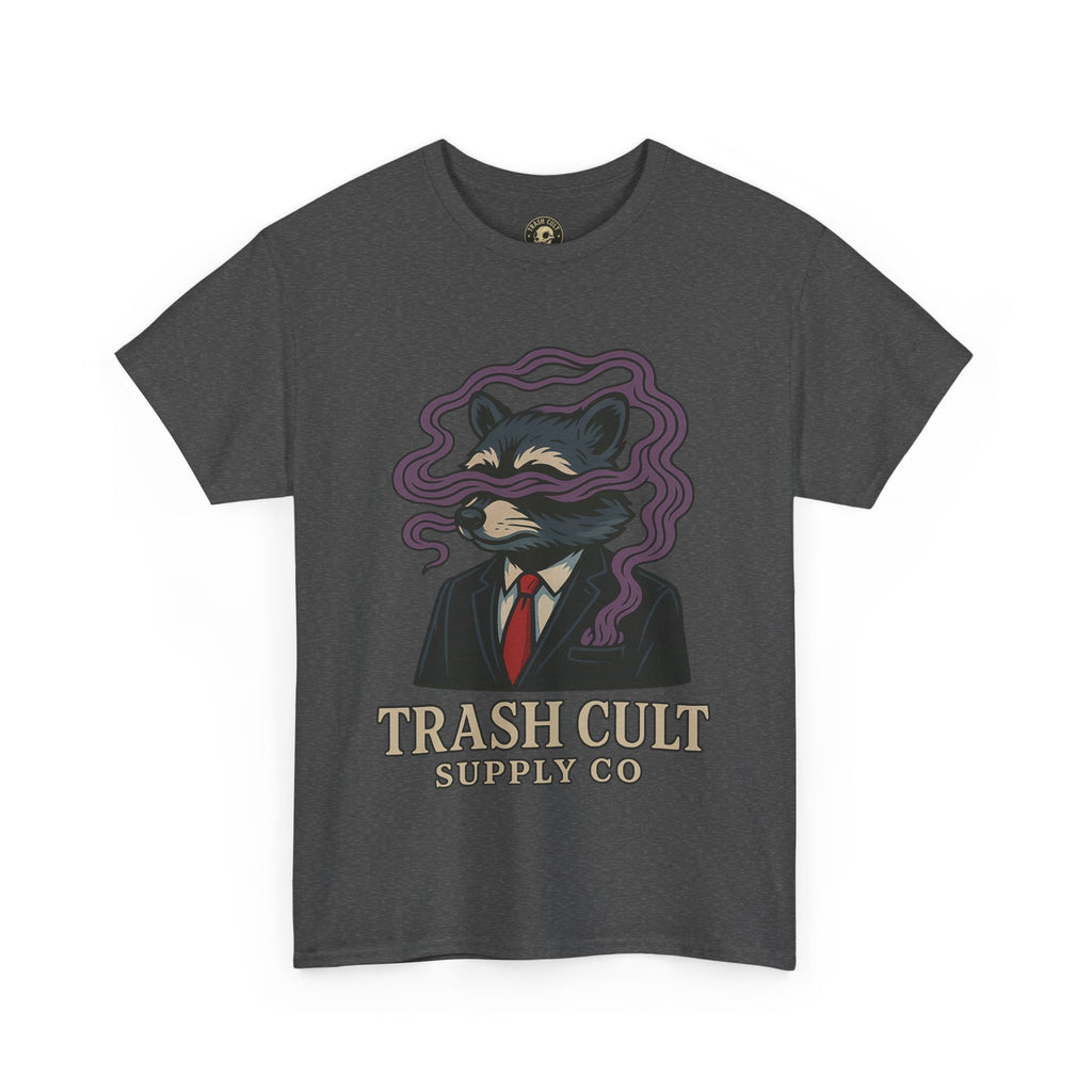 Suited Raccoon Smoke Design – Trash Cult Supply Co | Bold Graffiti Tattoo Tee