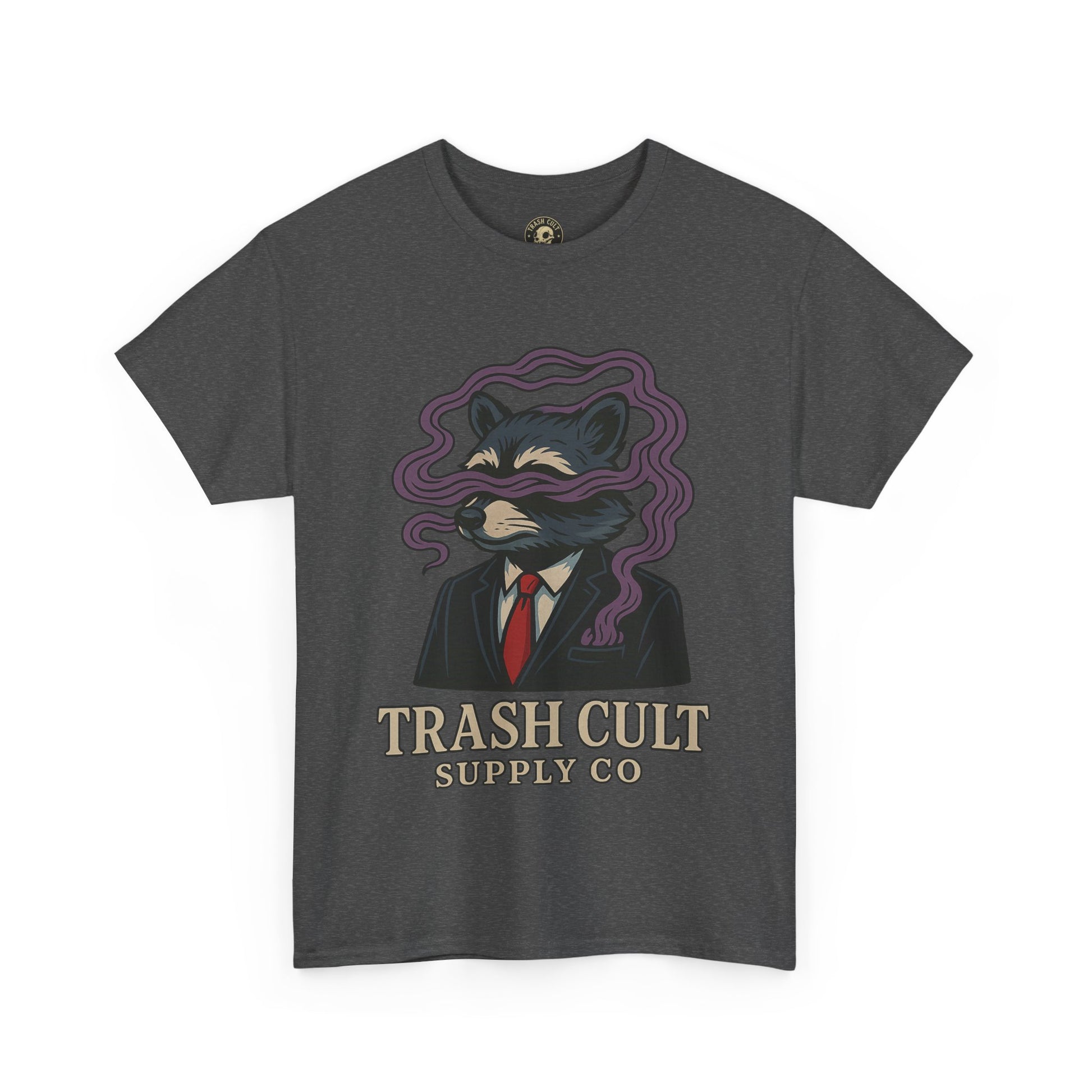 Suited Raccoon Smoke Design – Trash Cult Supply Co | Bold Graffiti Tattoo Tee