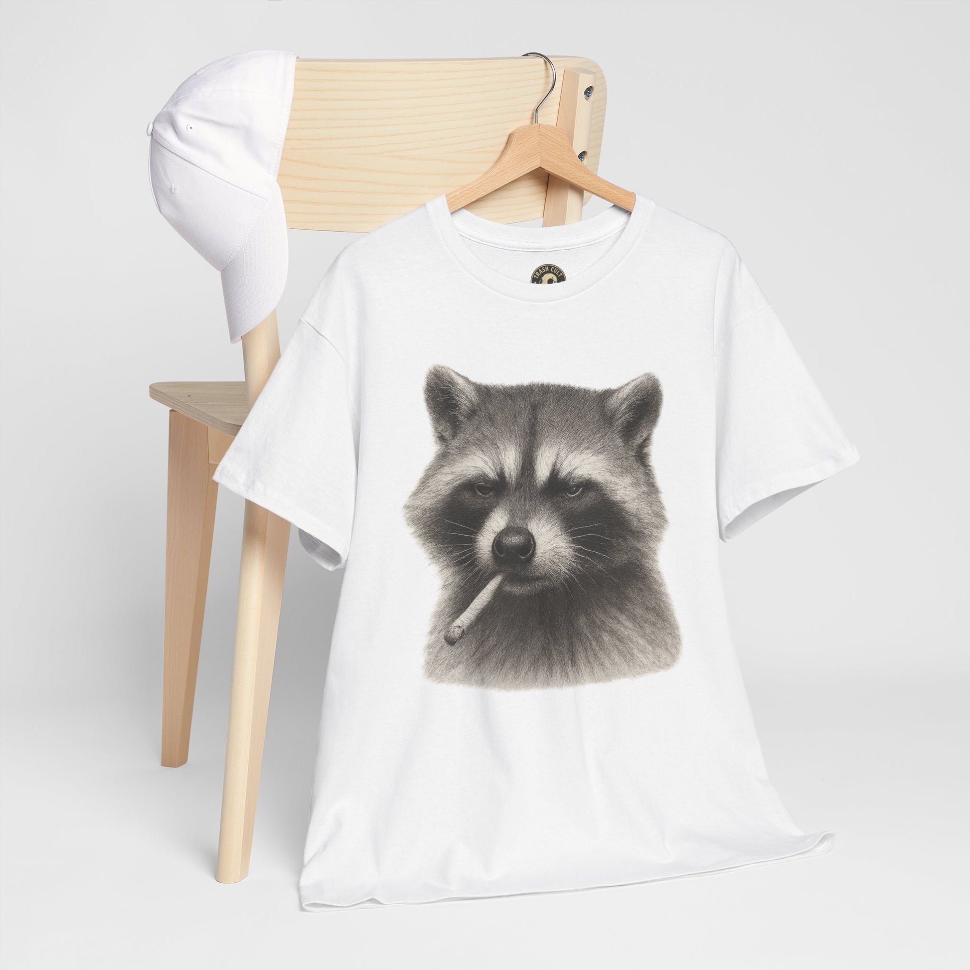 Dirty Harry Raccoon Halftone Shirt – Soft Grit Aesthetic, Smoking Trash Panda Graphic Tee