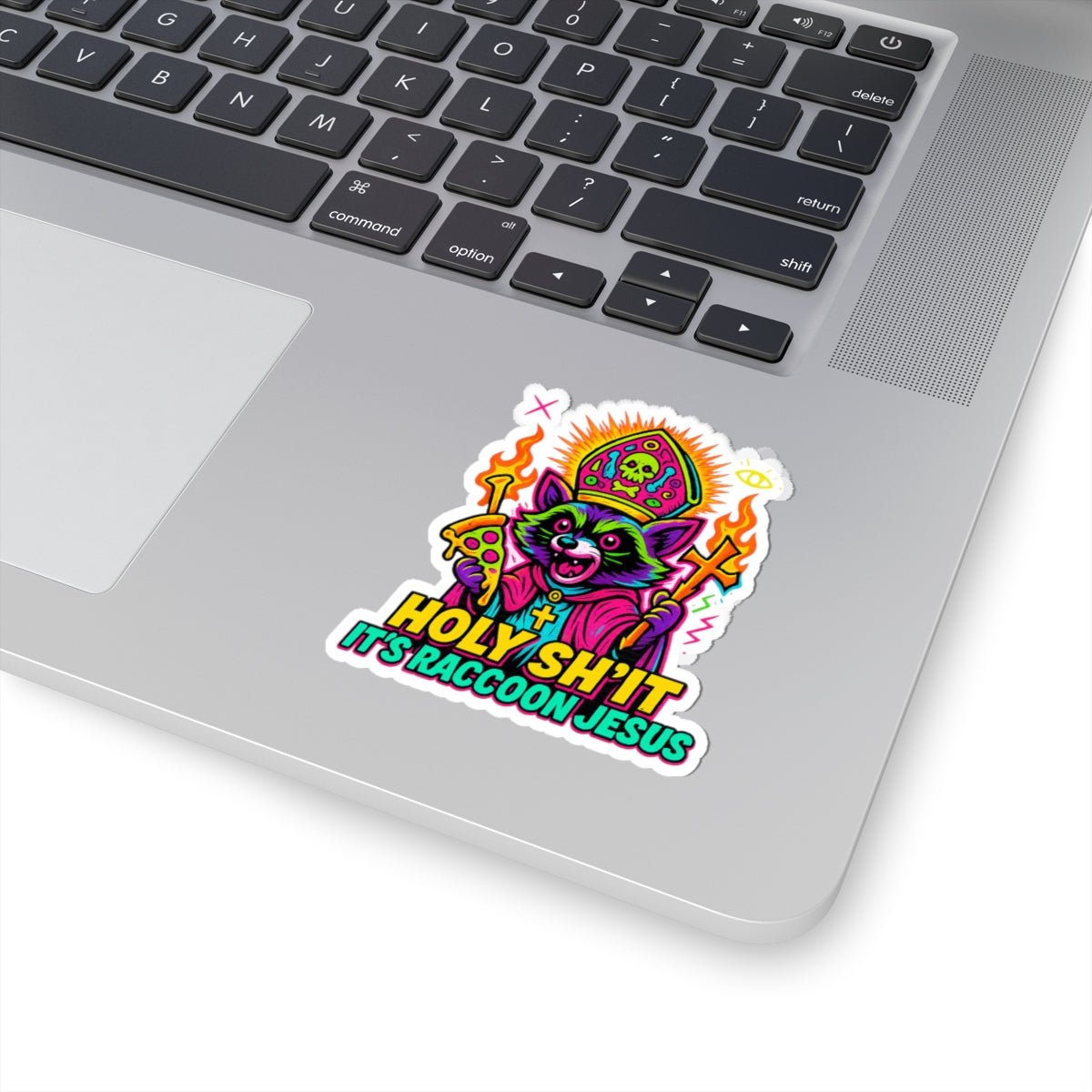 Holy Sh*t, It’s Raccoon Jesus – Limited Edition Kiss Cut Sticker | Illuminasty Drop