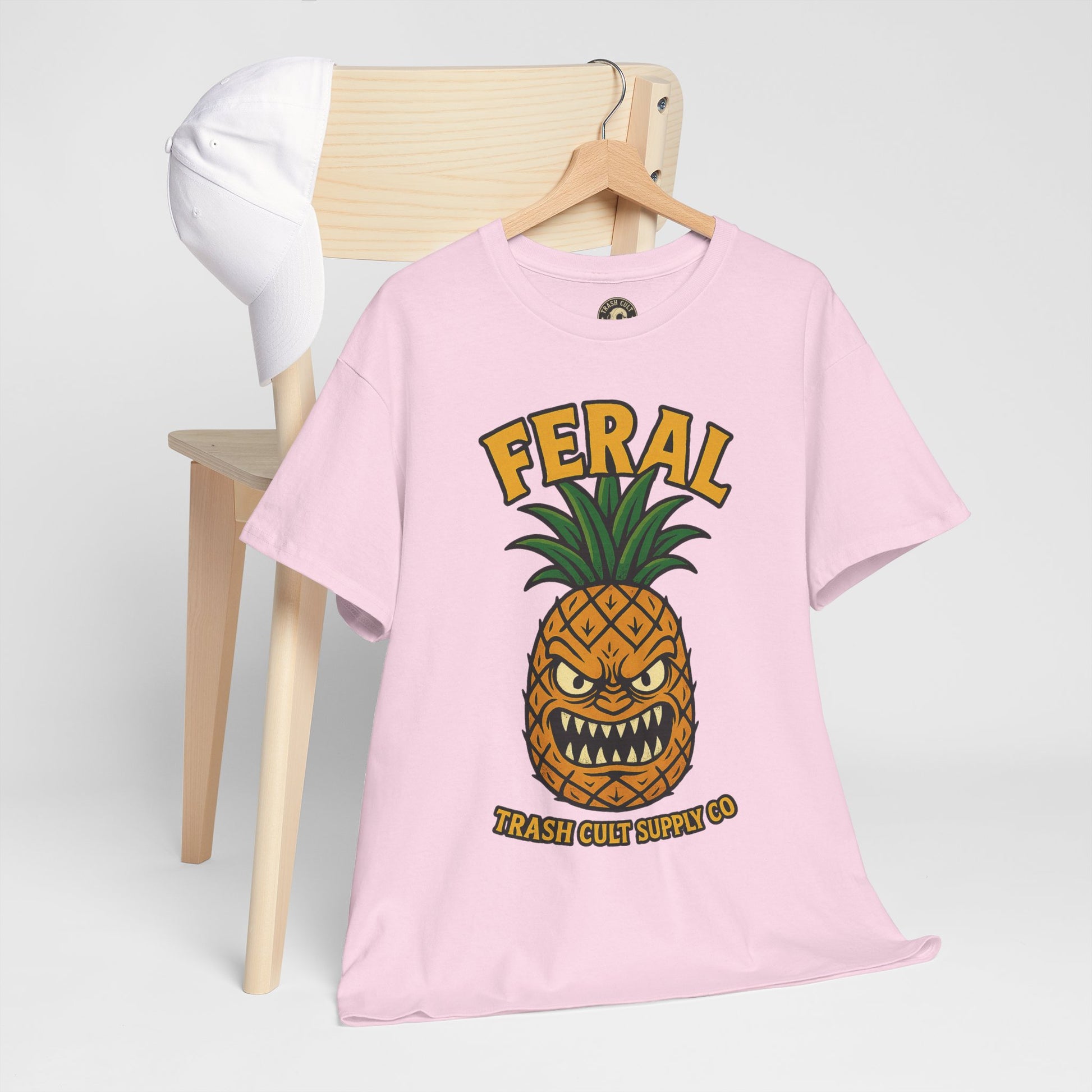 Feral Evil Pineapple Shirt – Aggressive Fruit Trashcore Tee – Gildan 5000 Unisex
