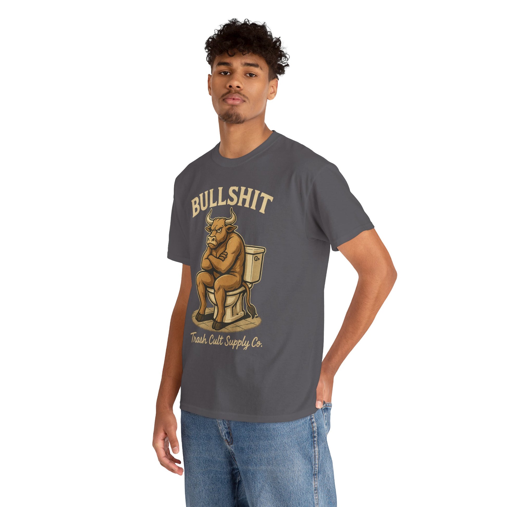 “BULLSHIT” Angry Bull Toilet Tee – Trash Cult Supply Co. | Gildan 5000 T-Shirt