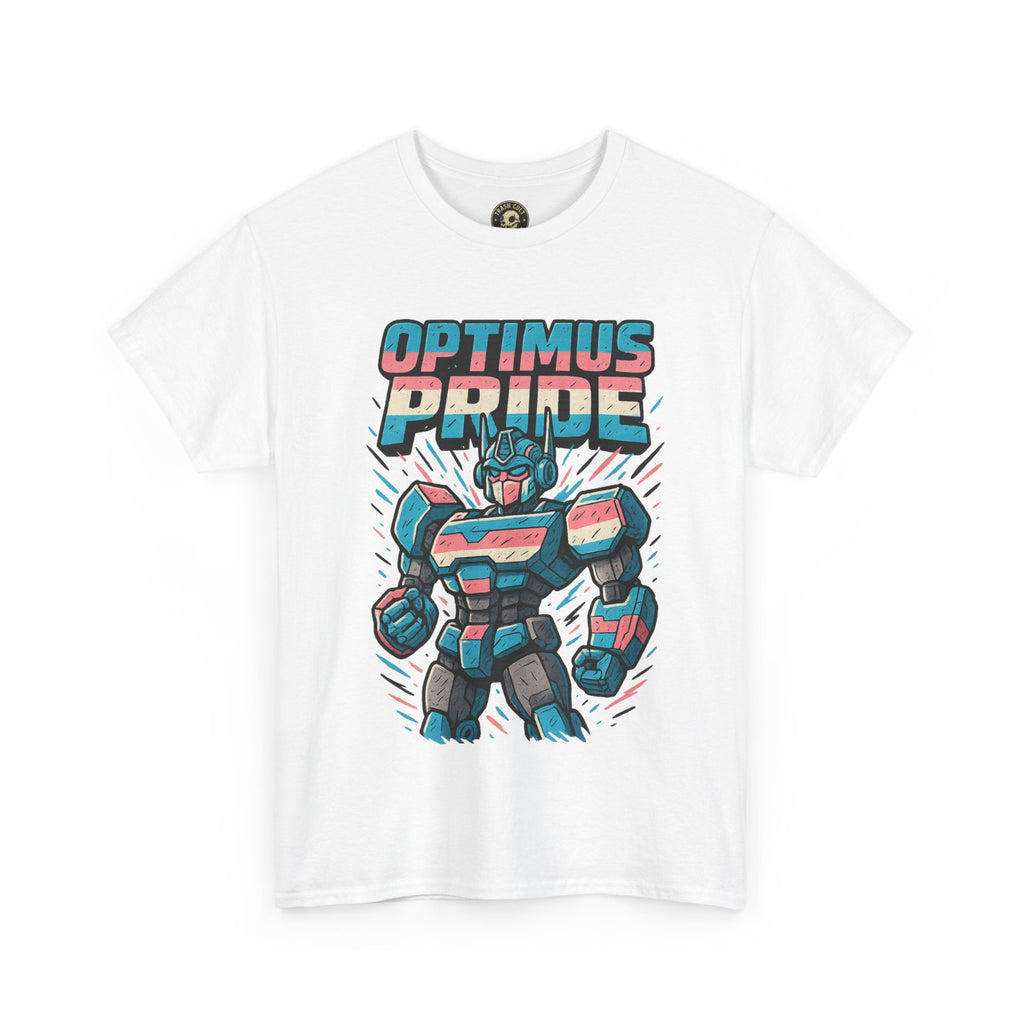 Optimus Pride T-Shirt – Funny Trans Mech LGBTQ+ Graphic Tee | Unisex Heavy Cotton Nerd Pride Shirt
