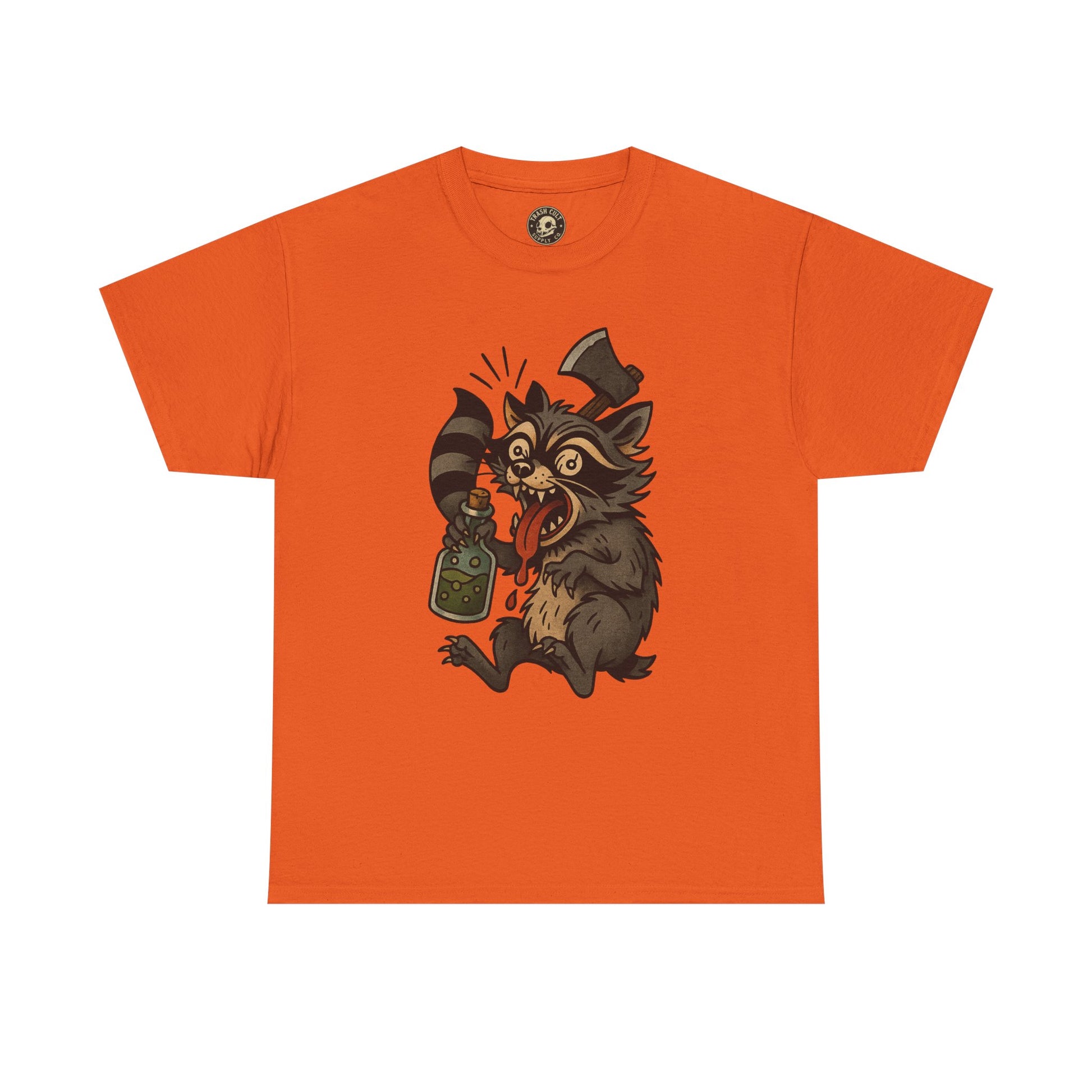 Unhinged Raccoon Shirt – Chaos Gremlin with Axe & Potion | Tattoo Style Tee