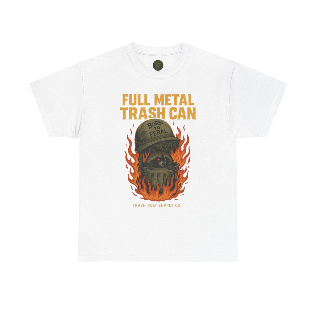 Full Metal Trash Can T-Shirt – Born to Feral Raccoon Graphic | Trash Cult Supply Co. | Gildan 5000 Tee