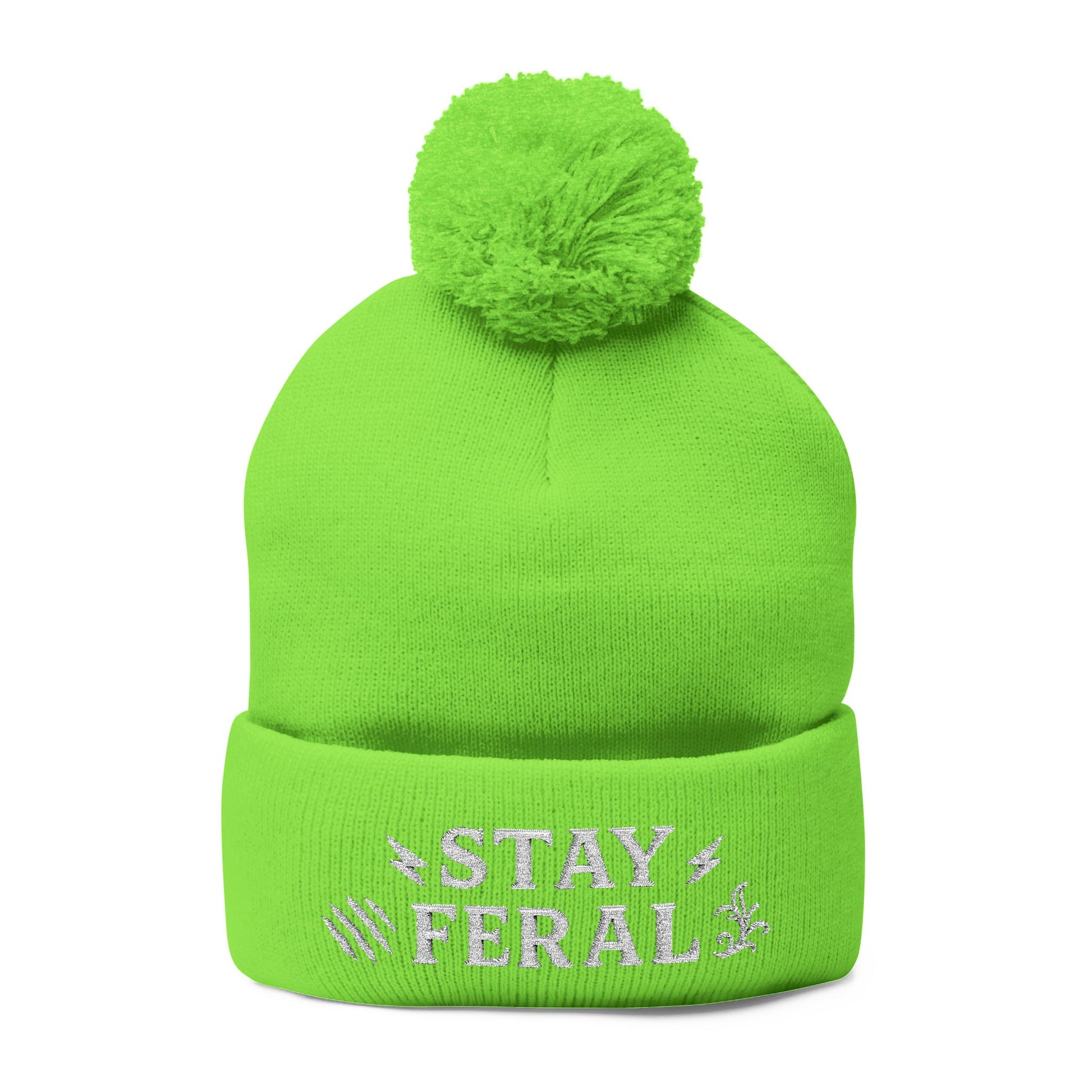Stay Feral Pom-Pom Knit Cap, Cozy Winter Beanie, Embroidered Hats for Adventurers, Gift for Outdoorsy Friends, Stylish Cold Weather [...]