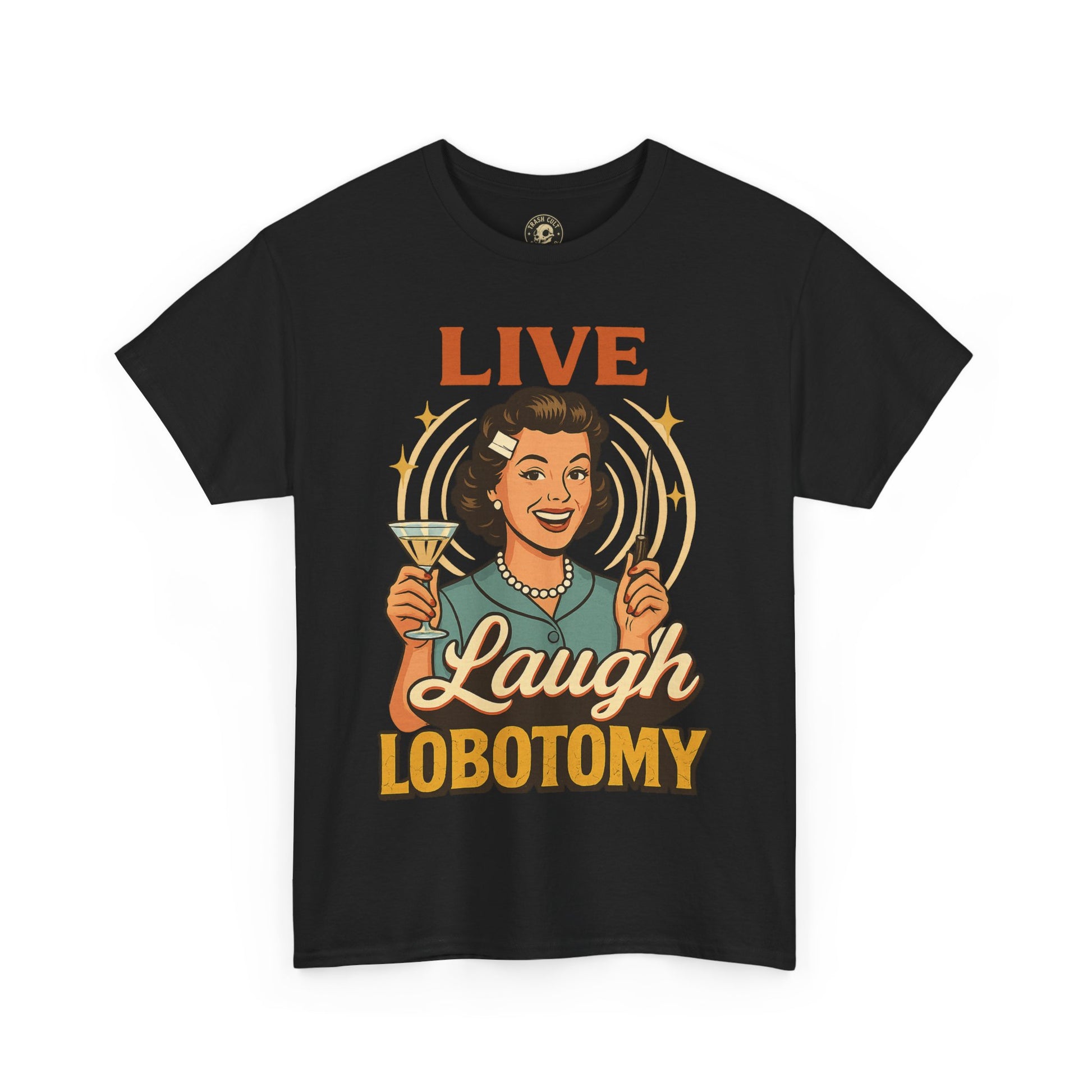 Live Laugh Lobotomy Vintage Tee – Funny Unisex Heavy Cotton Shirt for Retro Chaos Lovers