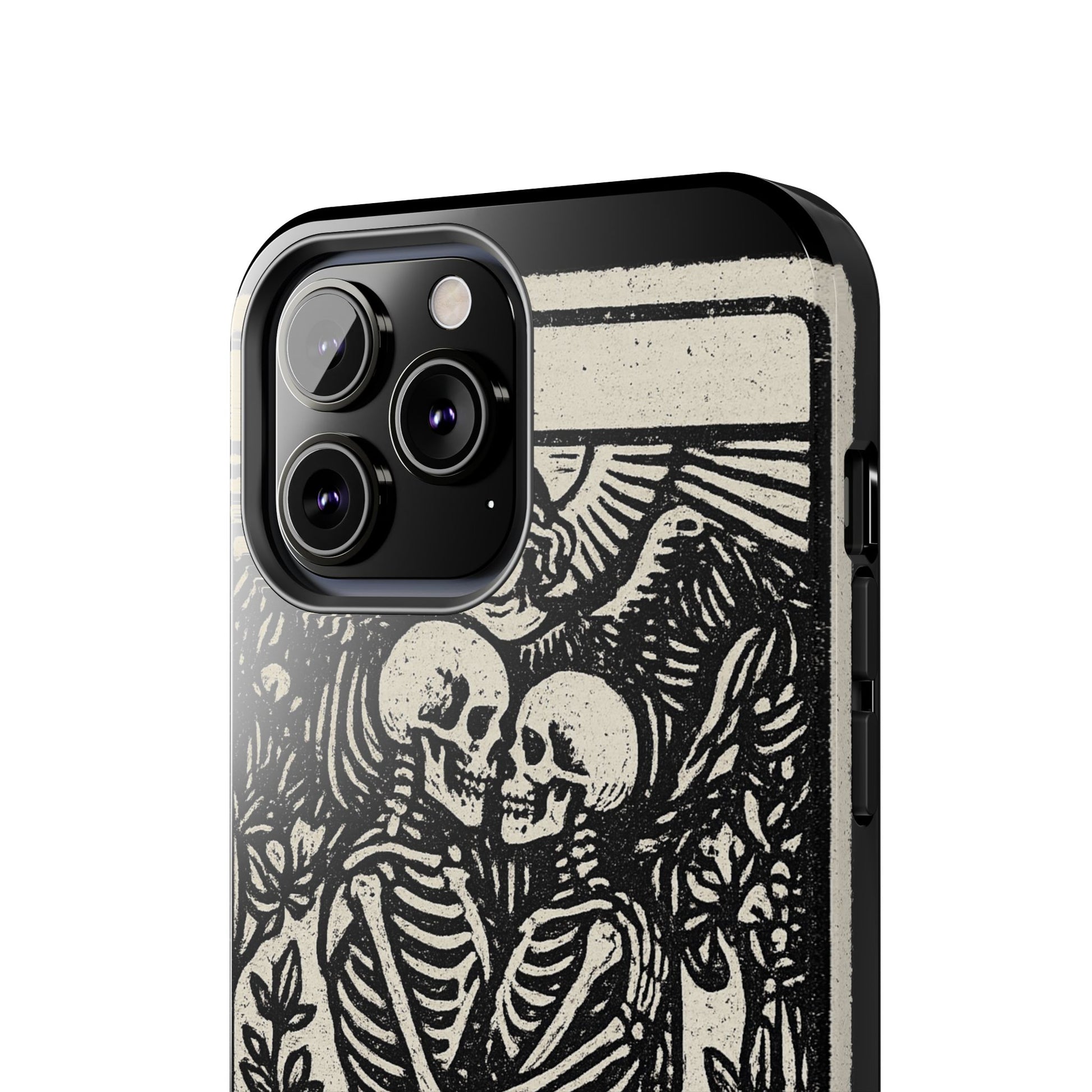 Tough Phone Case with Skeleton Lovers Design, Gothic Phone Cover, Unique Couples Gift, Halloween Accessory, Edgy Tech Design
