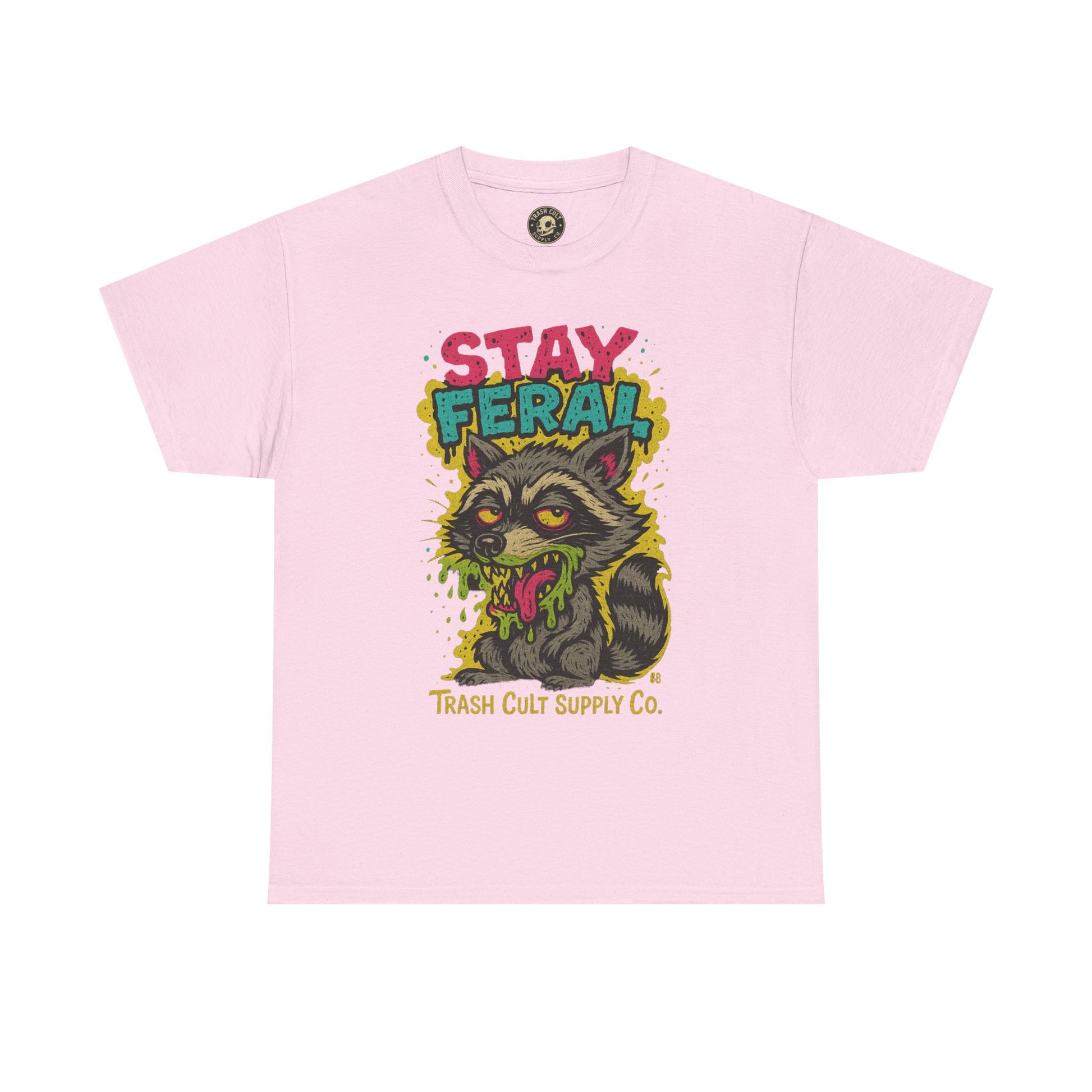 Stay Feral Raccoon Lowbrow Tee – Trash Cult Supply Co. | Gildan 5000