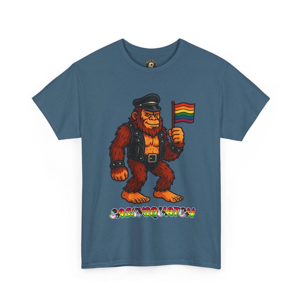 Sassysquatch Graphic Tee – Funny Bigfoot Pride Shirt – LGBTQ Leather Bear T-Shirt – Gildan 5000 Unisex Cotton Tee