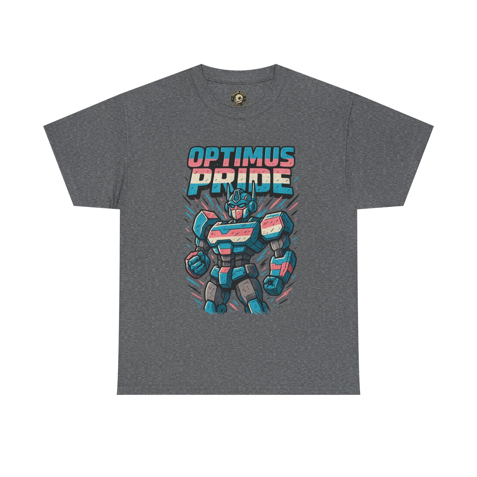 Optimus Pride T-Shirt – Funny Trans Mech LGBTQ+ Graphic Tee | Unisex Heavy Cotton Nerd Pride Shirt