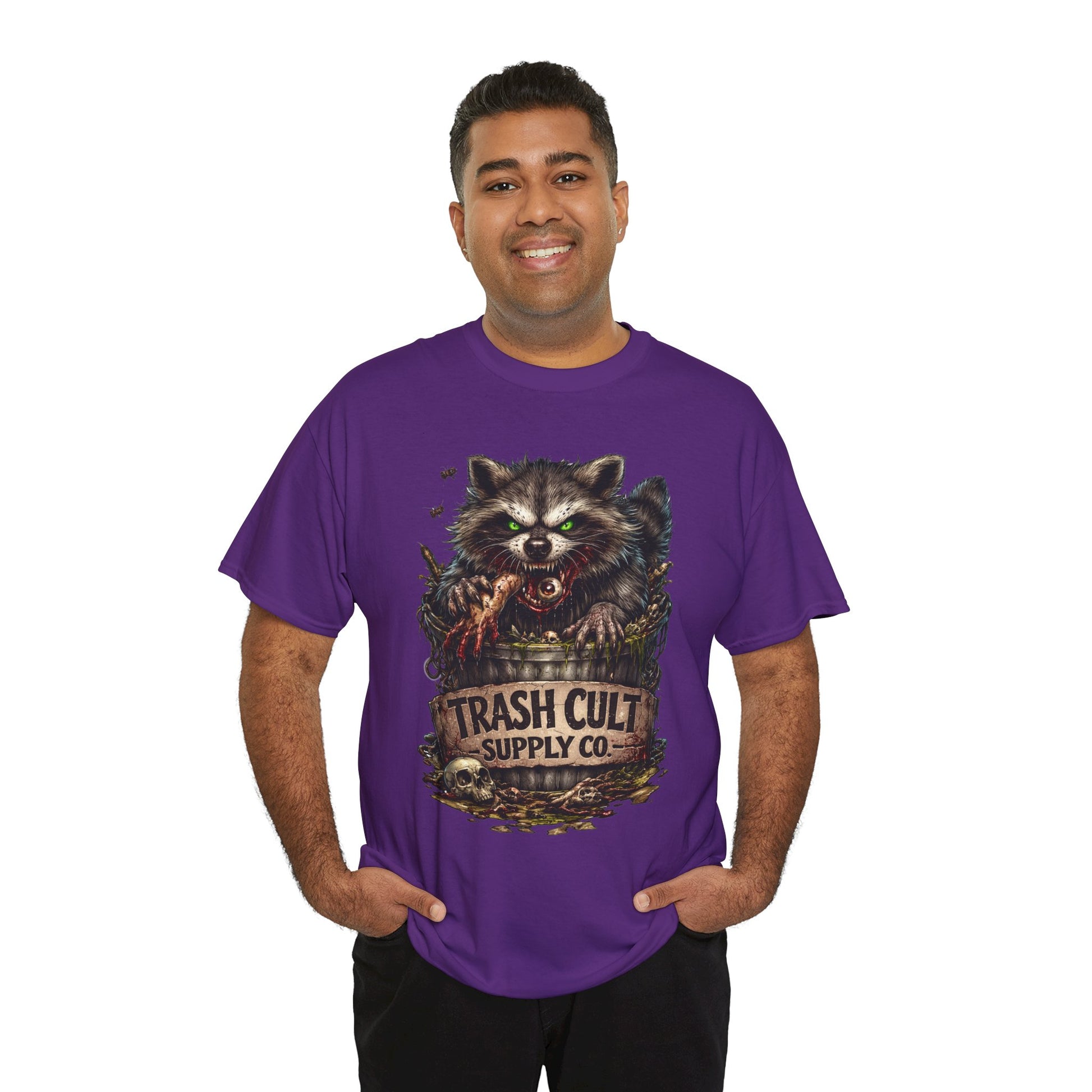 Raccoon 'Trash Cult Supply Co.' Graphic Tee — Vintage Grunge Animal Streetwear