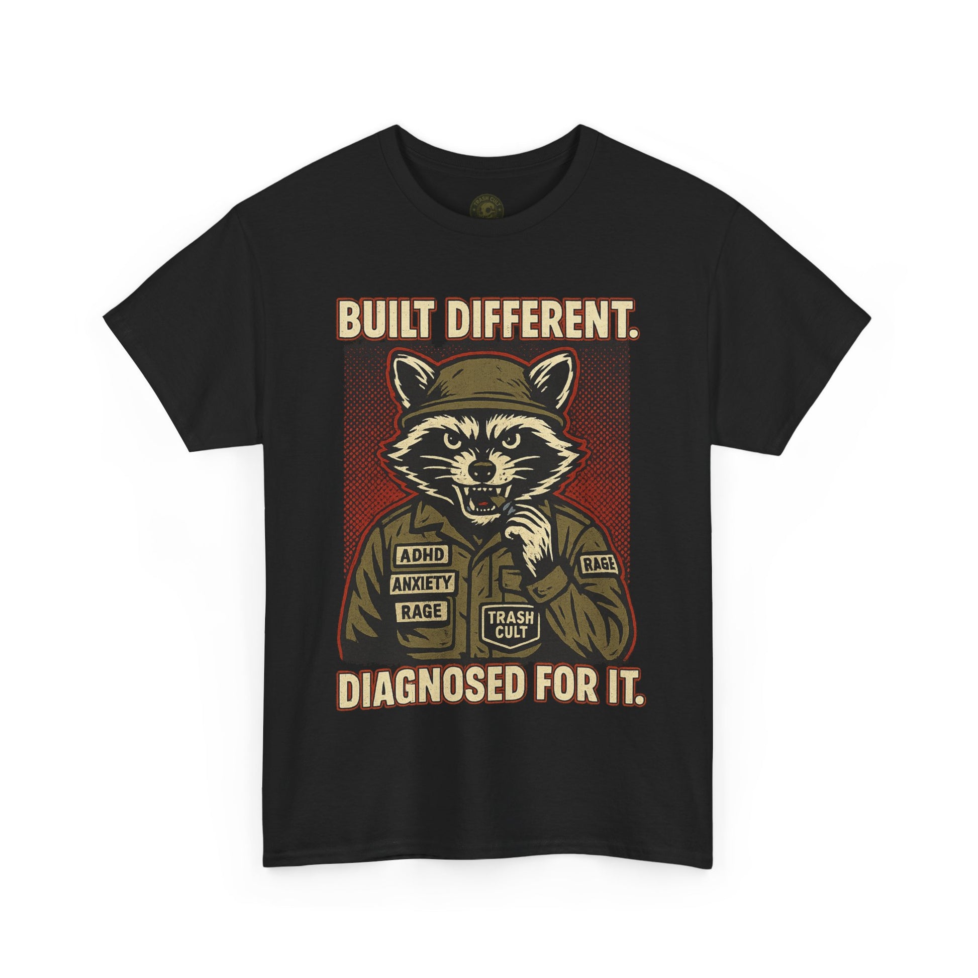 Built Different Diagnosed For It Military Raccoon Shirt – Gildan 5000