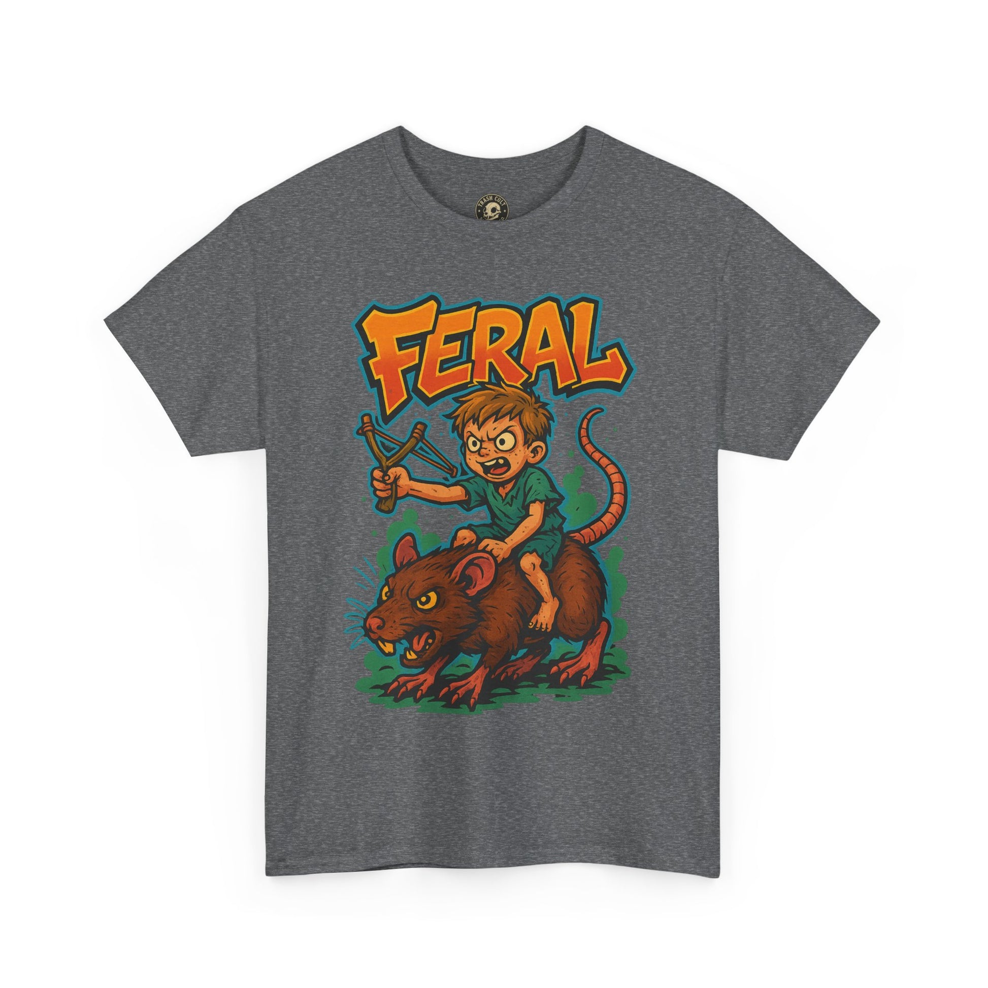FERAL Graffiti Rat Rider T-Shirt – Bold New School Streetwear | Gildan 5000 Chaos Graphic Tee