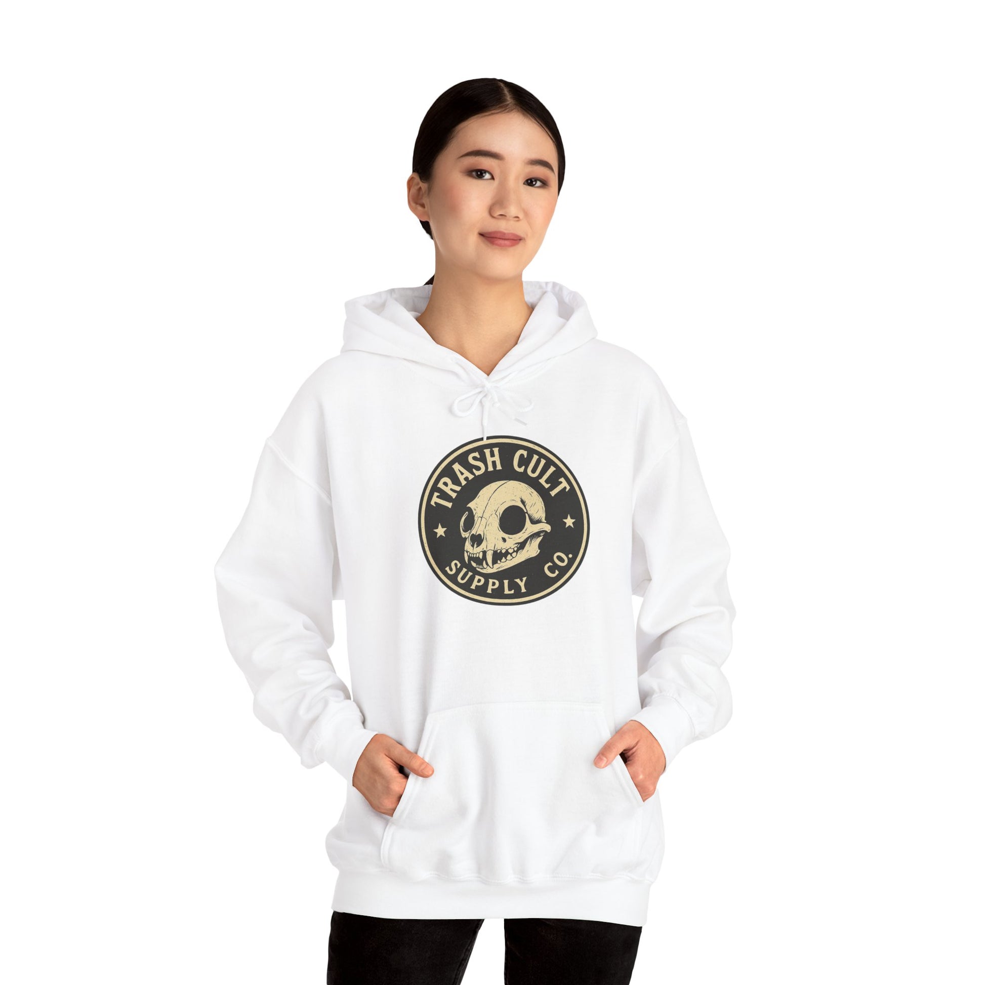 Trash Cult Hooded Sweatshirt, Unisex Hoodie with Skull Design, Perfect for Casual Wear, Gifts for Friends, Cozy Fashion