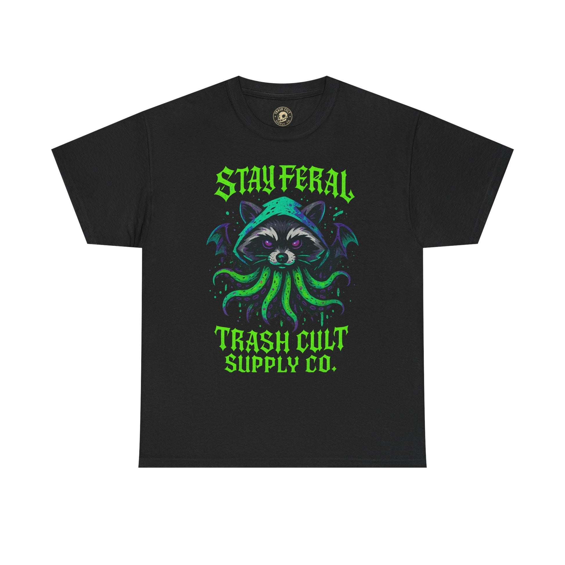 Graffiti Cthulhu Raccoon Shirt – Stay Feral Neon Streetwear by Trash Cult Supply Co