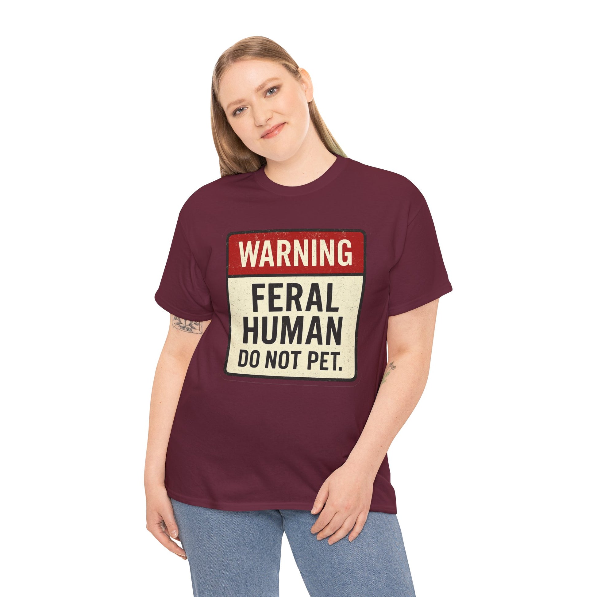 Warning Feral Human Tee: Unisex Humorous Cotton Shirt, Gift for Animal Lovers, Funny Tee, Unique Statement Apparel, Casual Wear, [...]