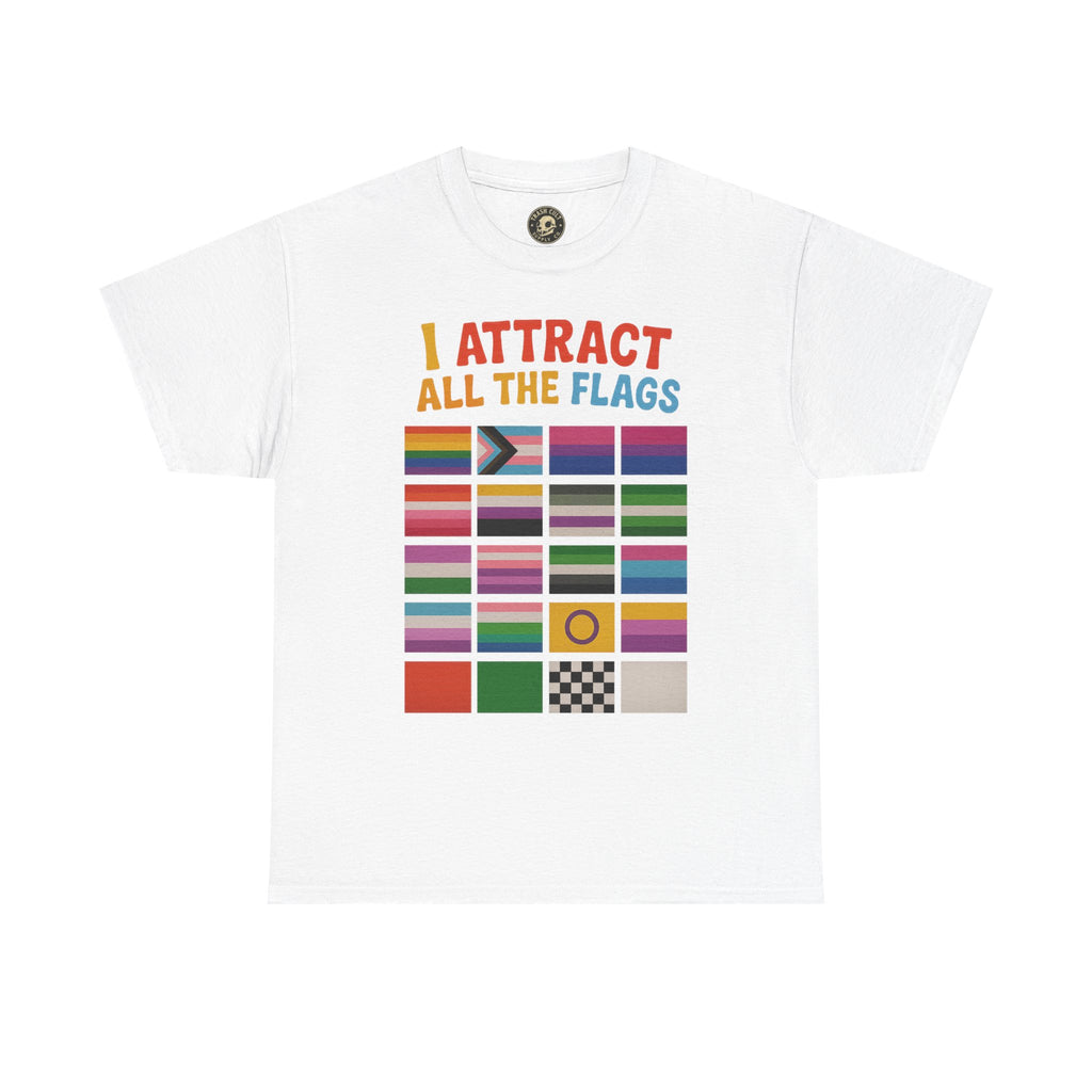 I Attract All The Flags LGBTQ Pride T-Shirt – Funny Inclusivity Shirt – Gildan 5000