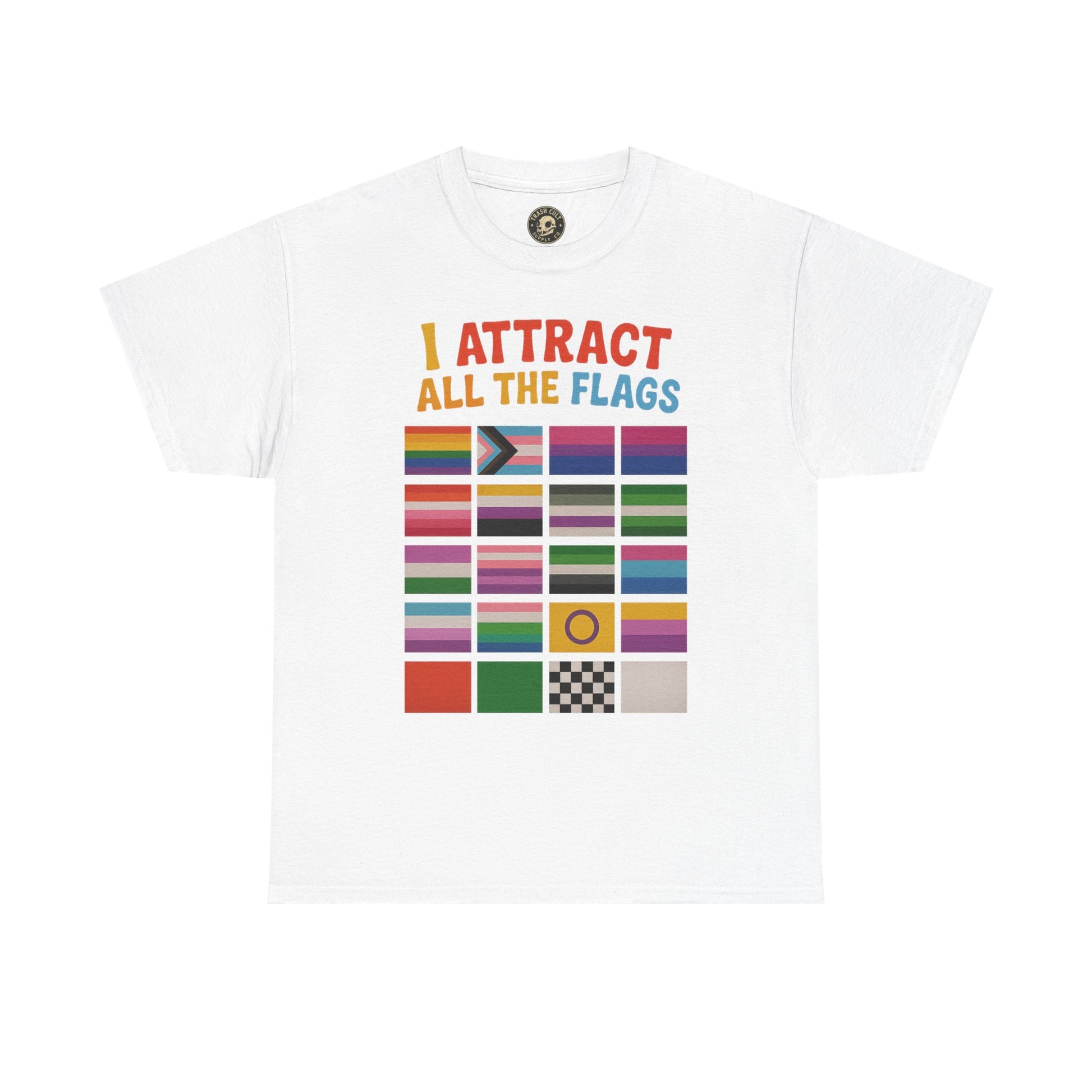 I Attract All The Flags LGBTQ Pride T-Shirt – Funny Inclusivity Shirt – Gildan 5000