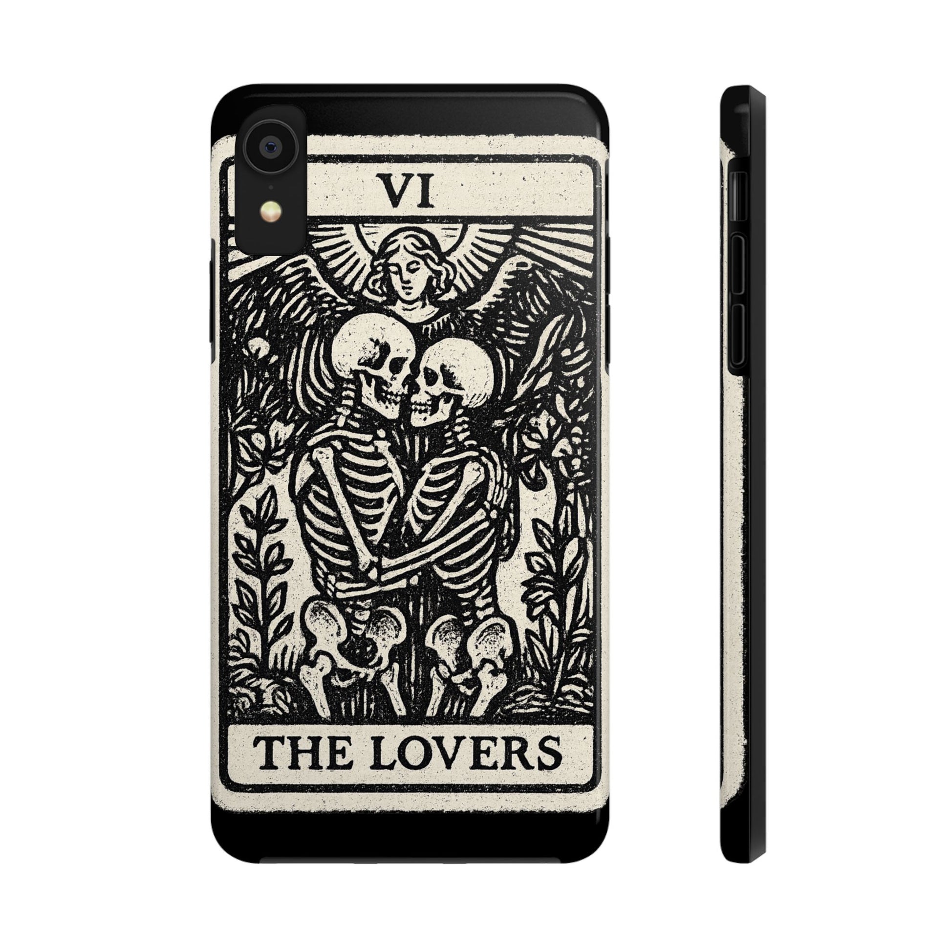Tough Phone Case with Skeleton Lovers Design, Gothic Phone Cover, Unique Couples Gift, Halloween Accessory, Edgy Tech Design