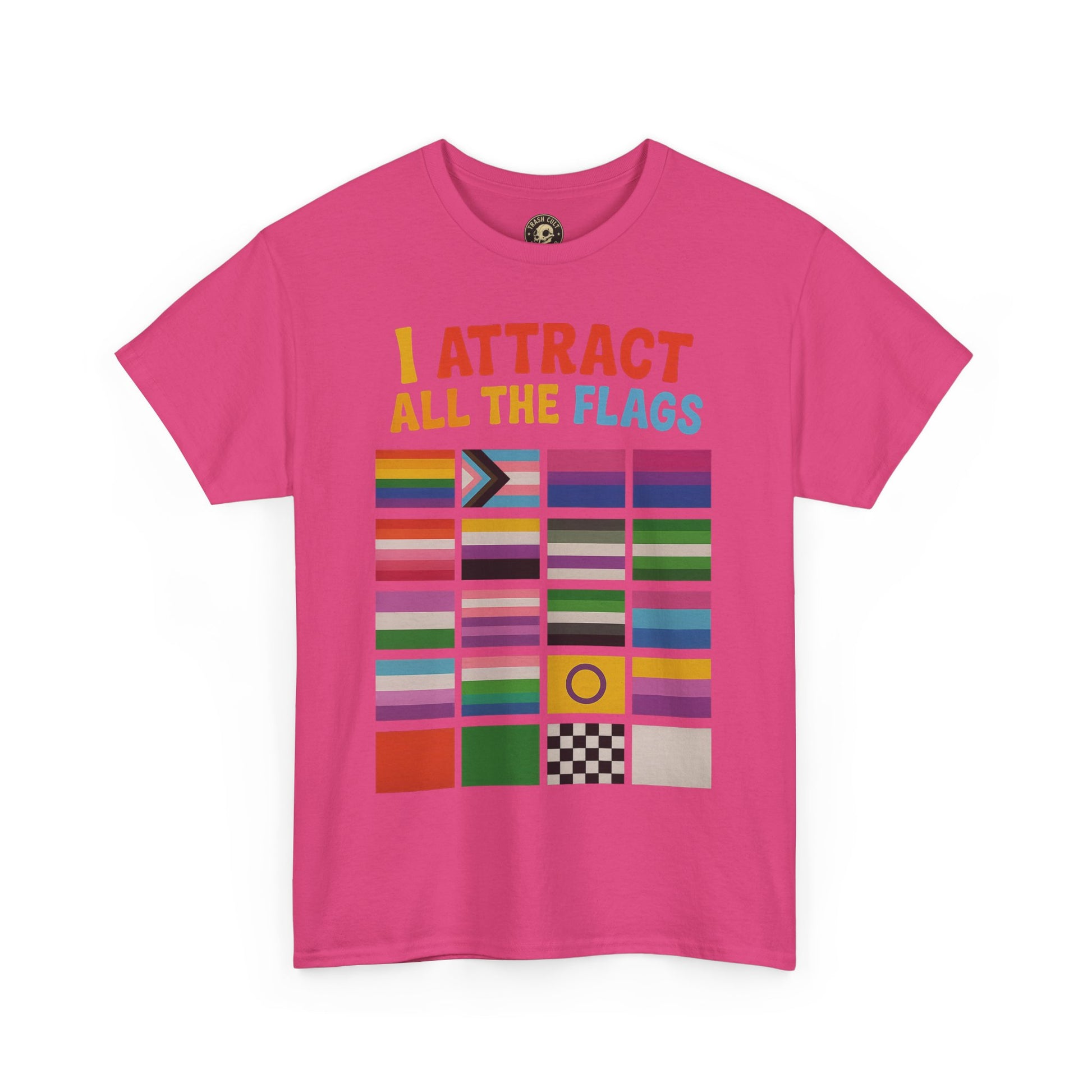 I Attract All The Flags LGBTQ Pride T-Shirt – Funny Inclusivity Shirt – Gildan 5000
