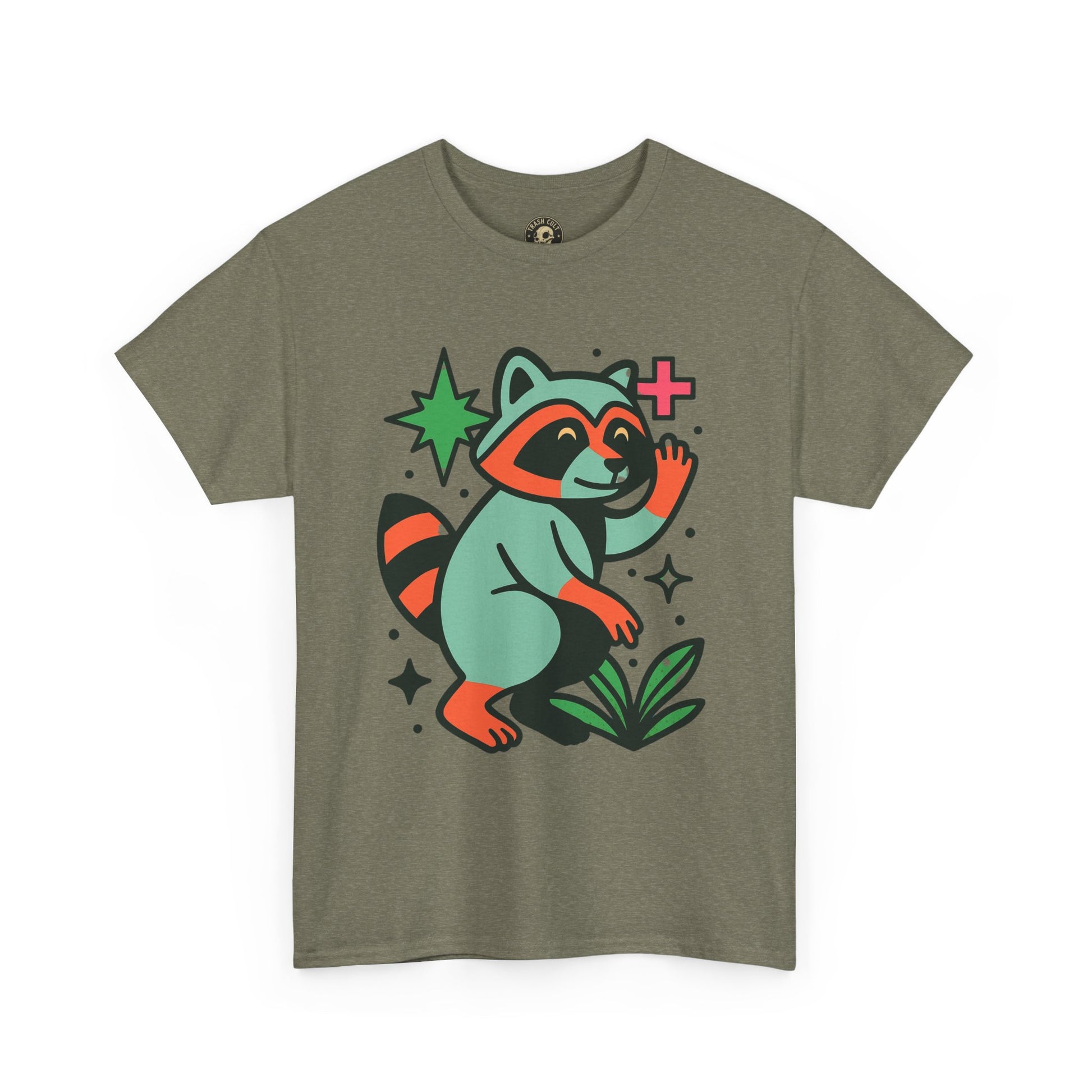 Playful Raccoon Unisex Heavy Cotton Tee | Cute Animal Shirt for Nature Lovers, Graphic Tee, Gift for Kids, Casual Wear, Eco-Friendly
