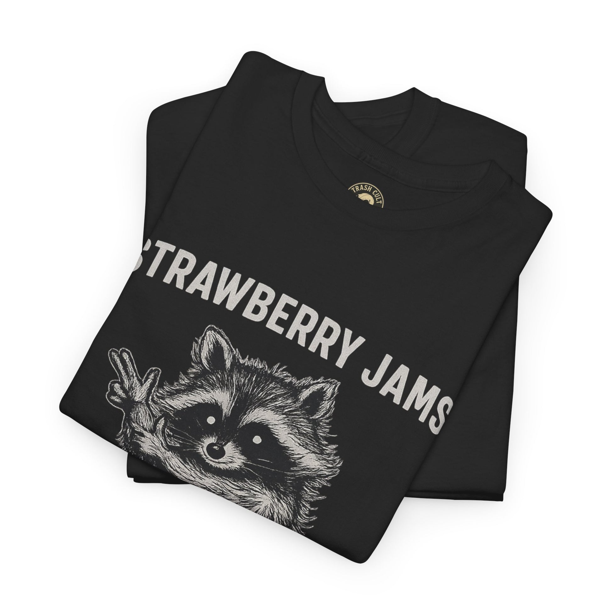 Strawberry Jams But My Glock Don’t Raccoon Shirt – Trash Cult Supply Co. Gildan 5000 Tee