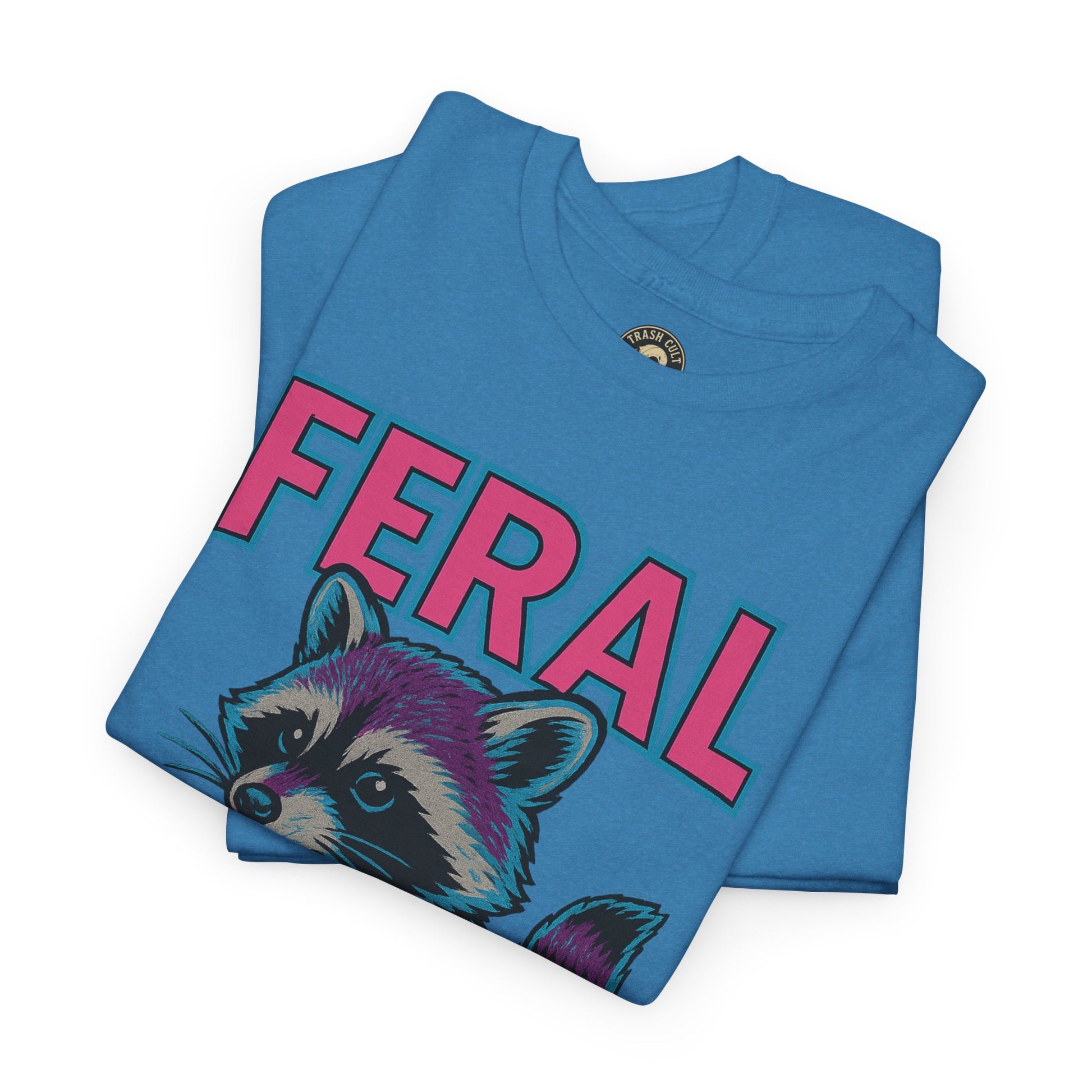 FERAL Raccoon 80s Retro Shirt – Trash Cult Supply Co. – Gildan 5000 Tee