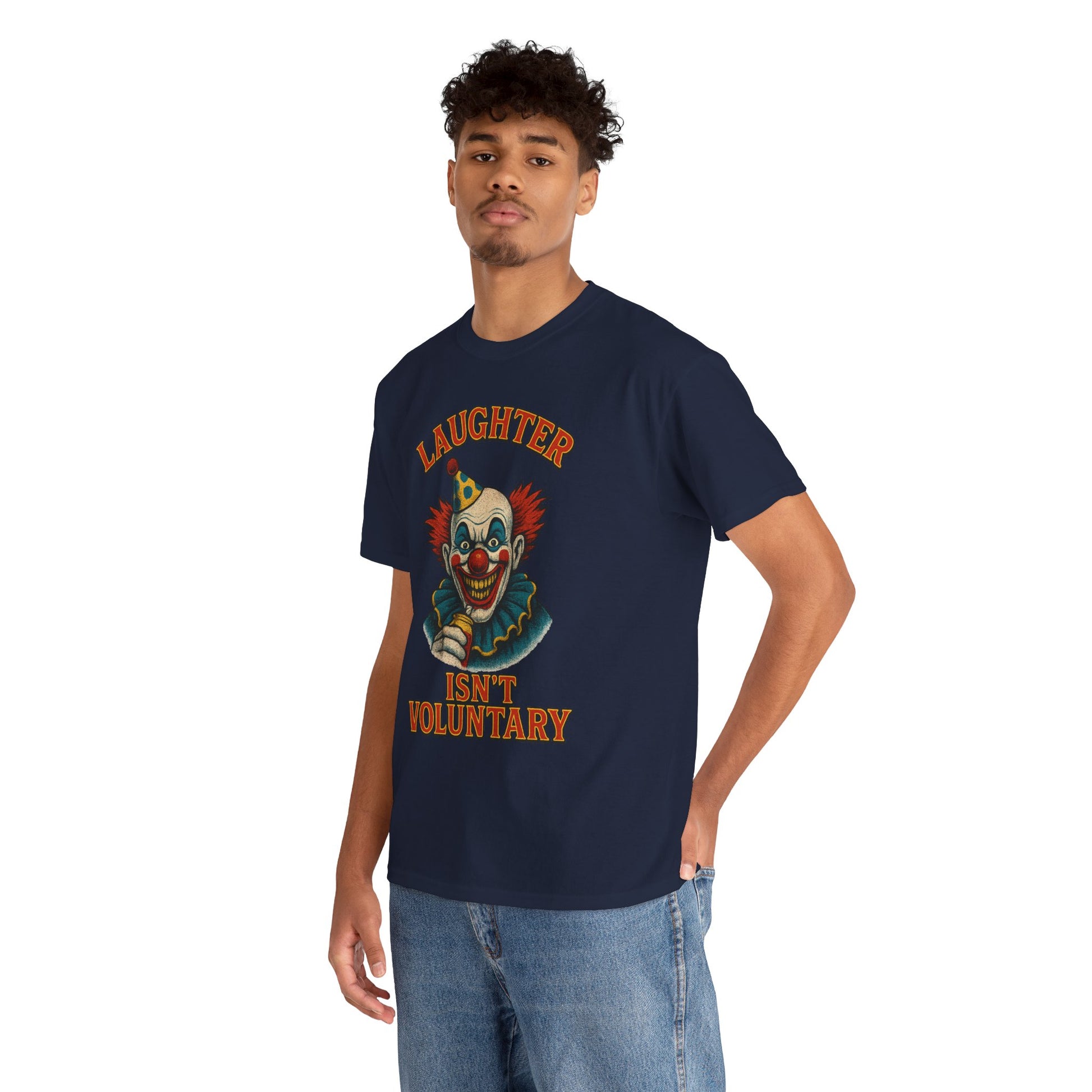 Laughter Isn’t Voluntary Creepy Clown Shirt – Circus Horror Tee – Gildan 5000