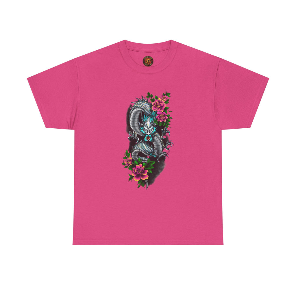 Mythic Dragon & Peonies Tattoo T-Shirt – Lara Davenport x Trash Cult Supply Co. Collab (Gildan 5000)