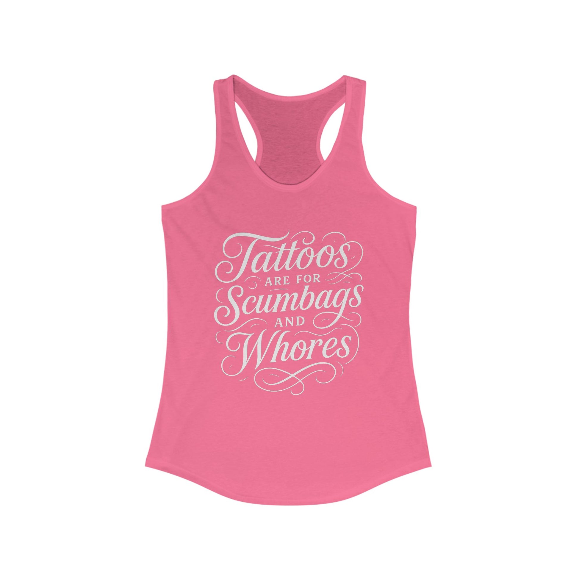 Bold Tattoo Statement Racerback Tank for Empowered Women, Casual Wear, Workout Top, Unique Gift, Festival Attire, Trendy Summer Tee