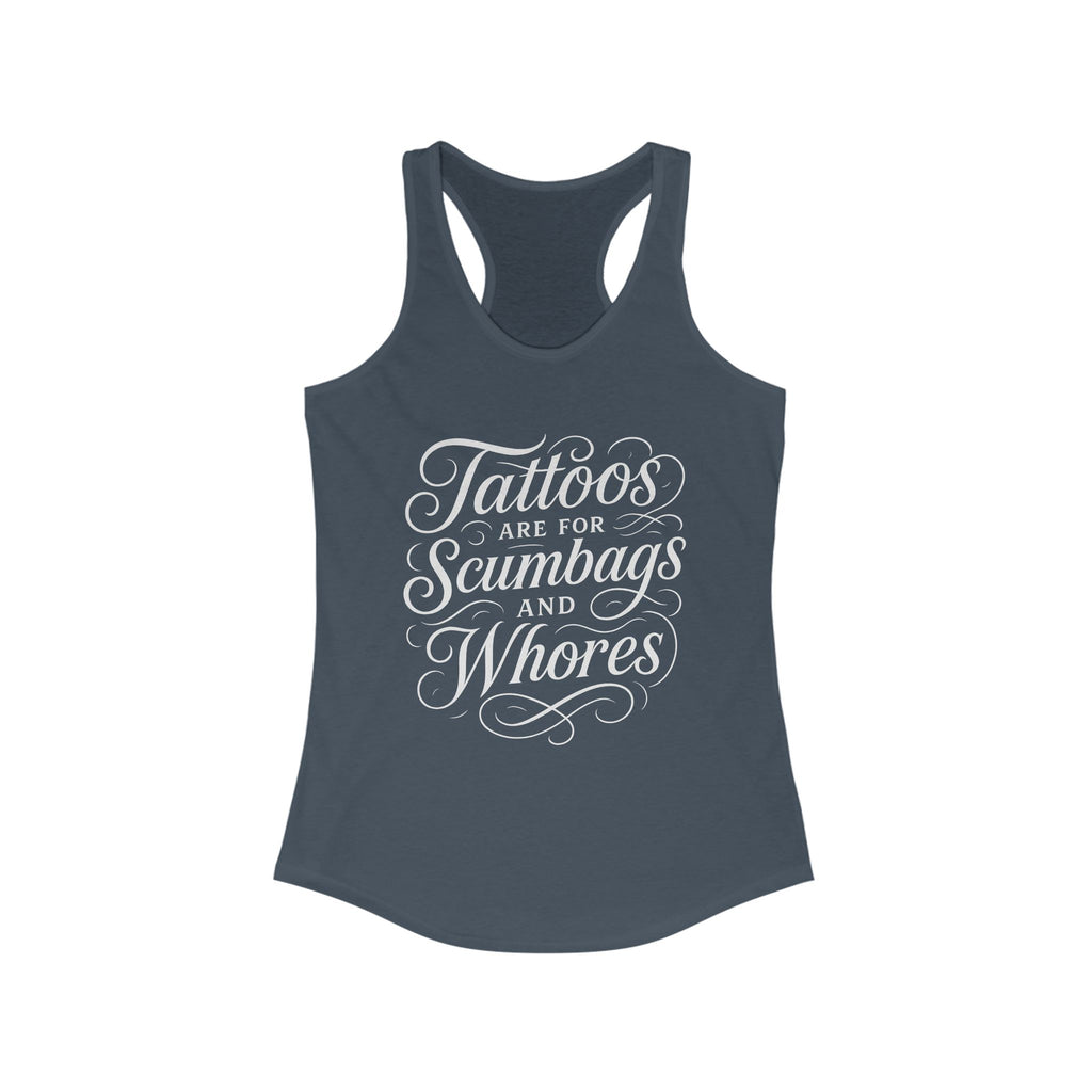 Bold Tattoo Statement Racerback Tank for Empowered Women, Casual Wear, Workout Top, Unique Gift, Festival Attire, Trendy Summer Tee
