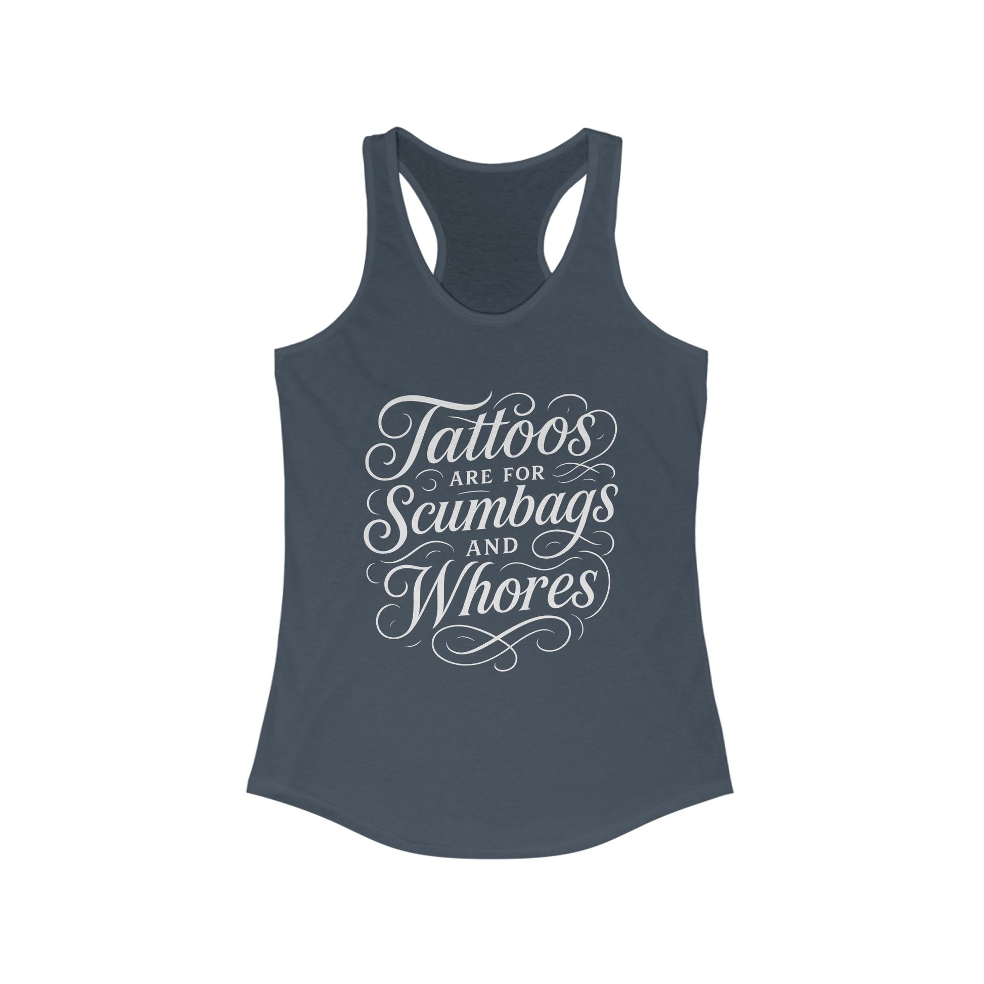 Bold Tattoo Statement Racerback Tank for Empowered Women, Casual Wear, Workout Top, Unique Gift, Festival Attire, Trendy Summer Tee