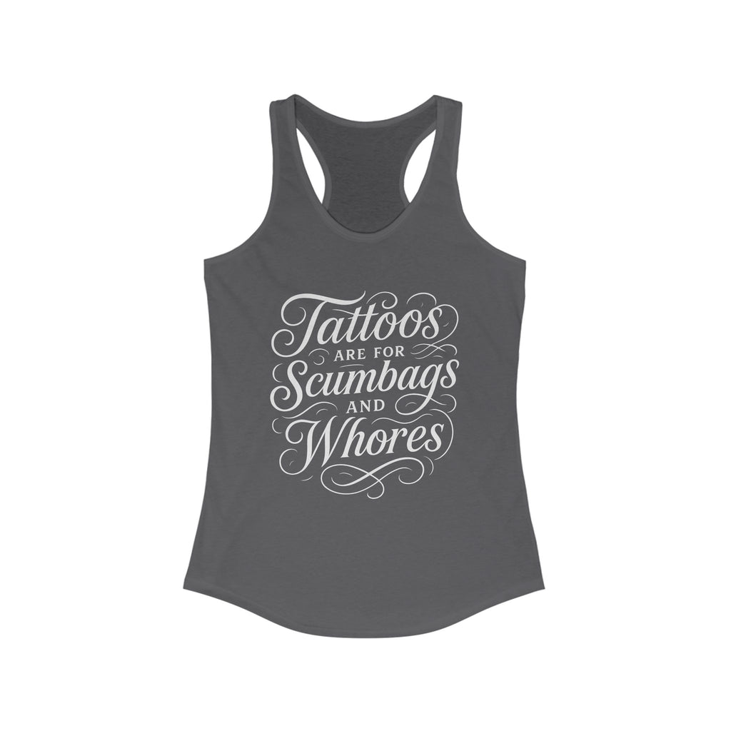 Bold Tattoo Statement Racerback Tank for Empowered Women, Casual Wear, Workout Top, Unique Gift, Festival Attire, Trendy Summer Tee