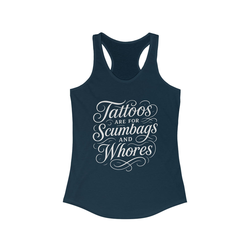 Bold Tattoo Statement Racerback Tank for Empowered Women, Casual Wear, Workout Top, Unique Gift, Festival Attire, Trendy Summer Tee