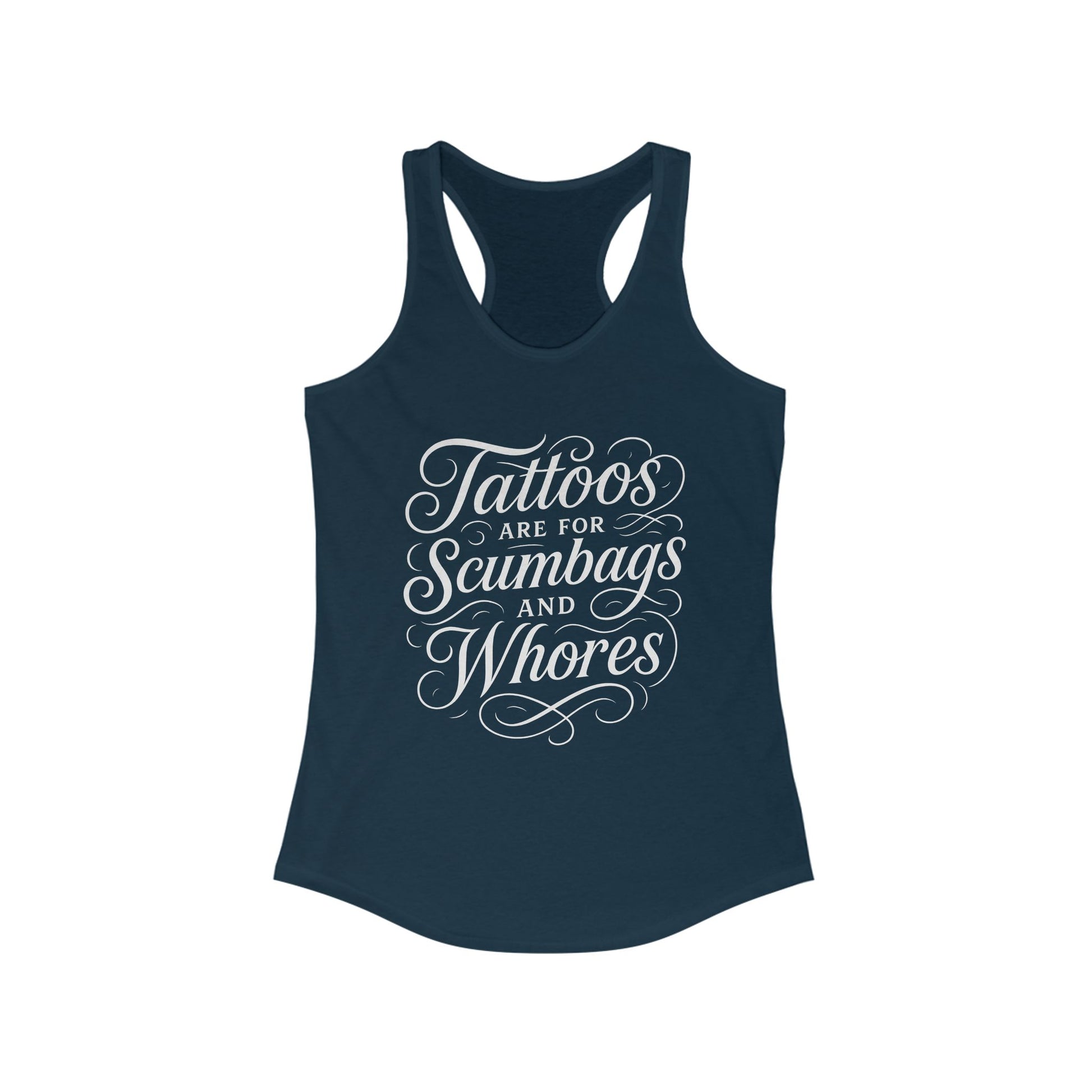 Bold Tattoo Statement Racerback Tank for Empowered Women, Casual Wear, Workout Top, Unique Gift, Festival Attire, Trendy Summer Tee