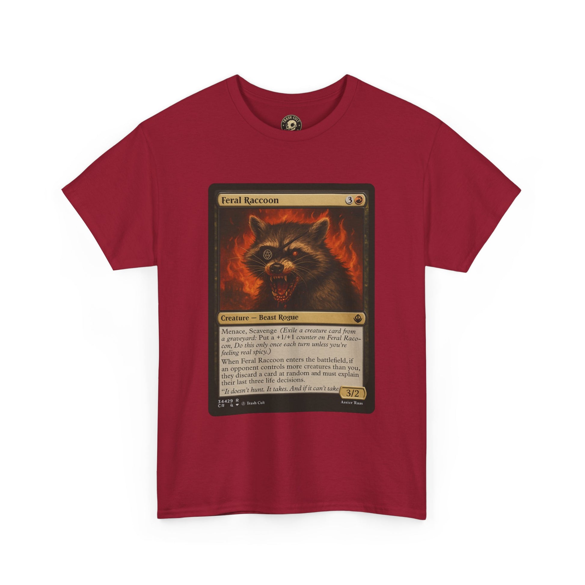 Feral Raccoon Magic Card Shirt – MTG-Inspired Beast Rogue Tee, Trash Cult Creature Card, Gildan 5000 Unisex T-Shirt
