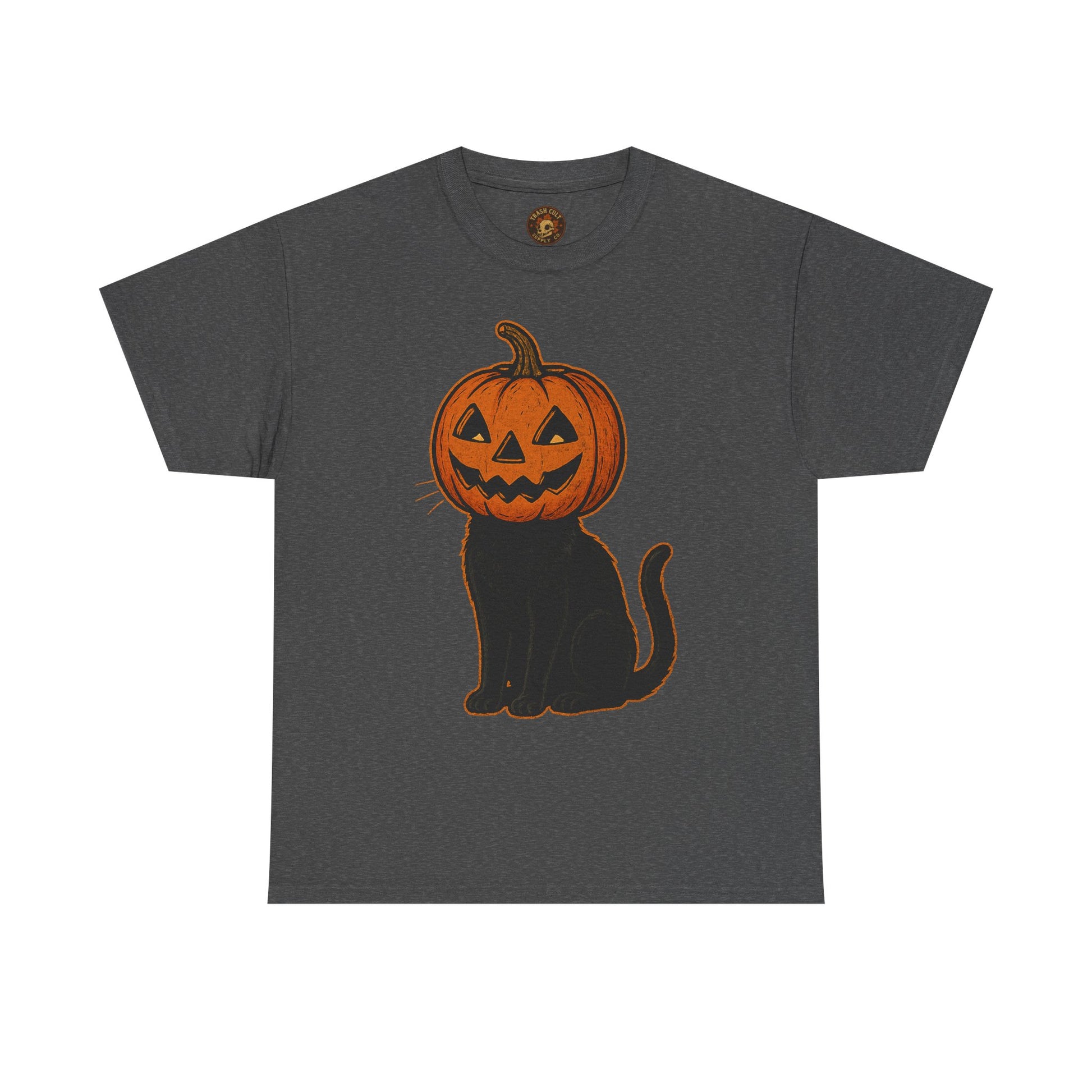 Black Cat Pumpkin Head Halloween T-Shirt – Jack O’Lantern Cat Design